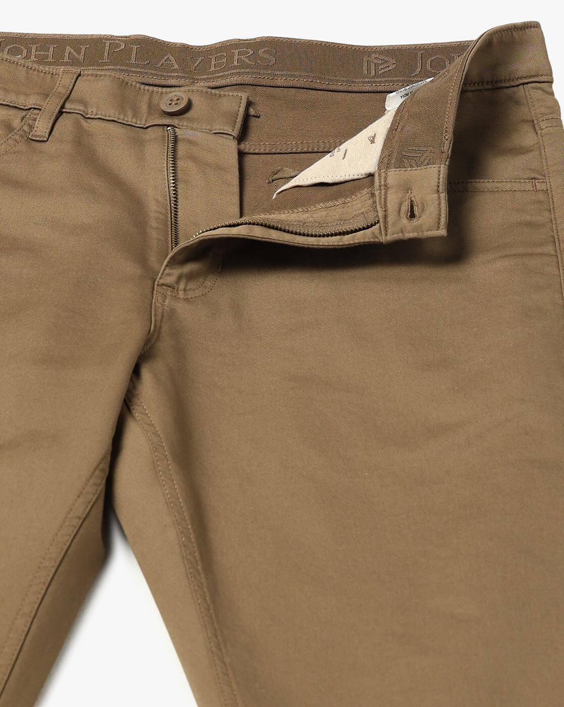 John Players | Men Slim Fit Flat-Front Trousers|4
