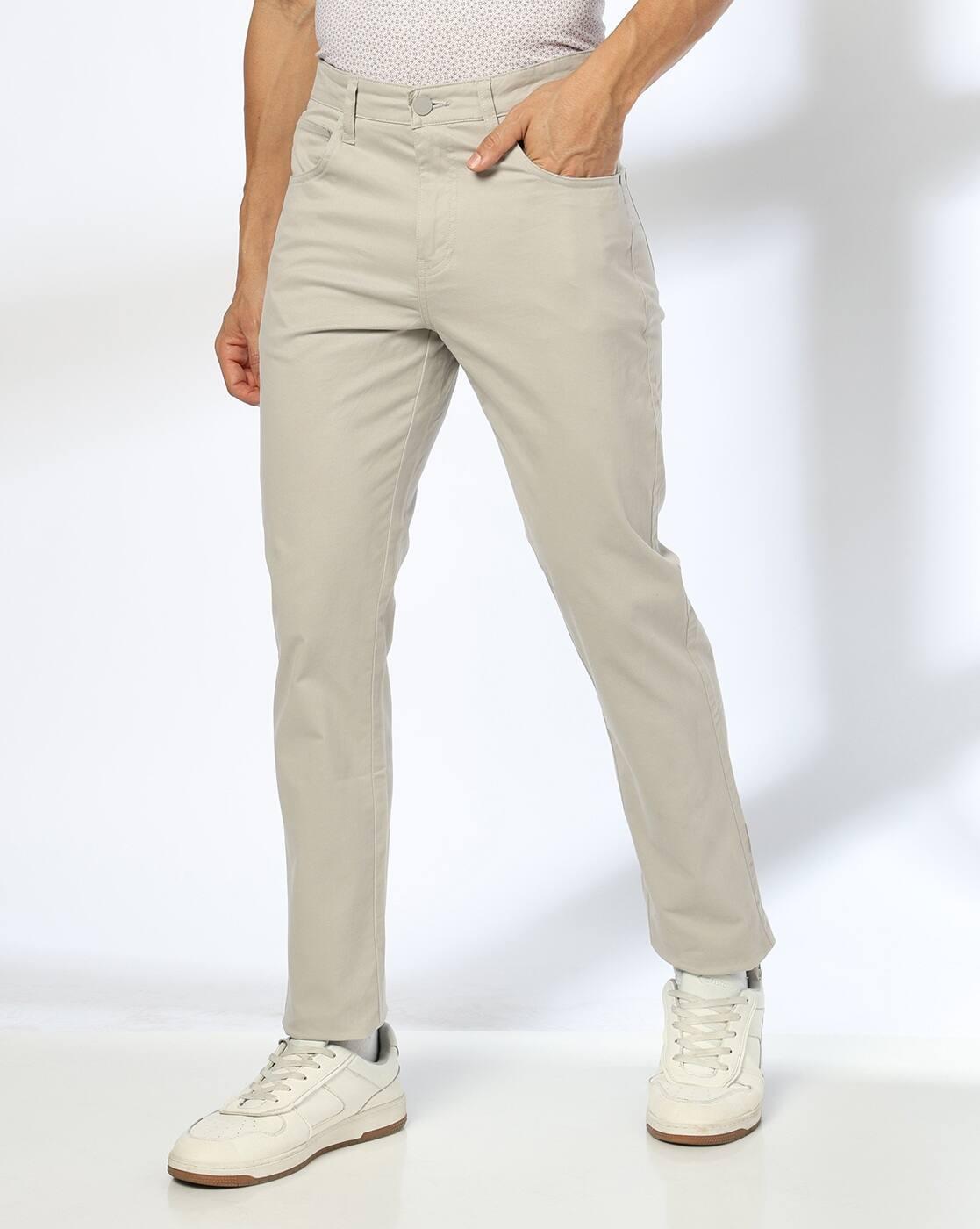 Men Slim Fit Flat-Front Trousers