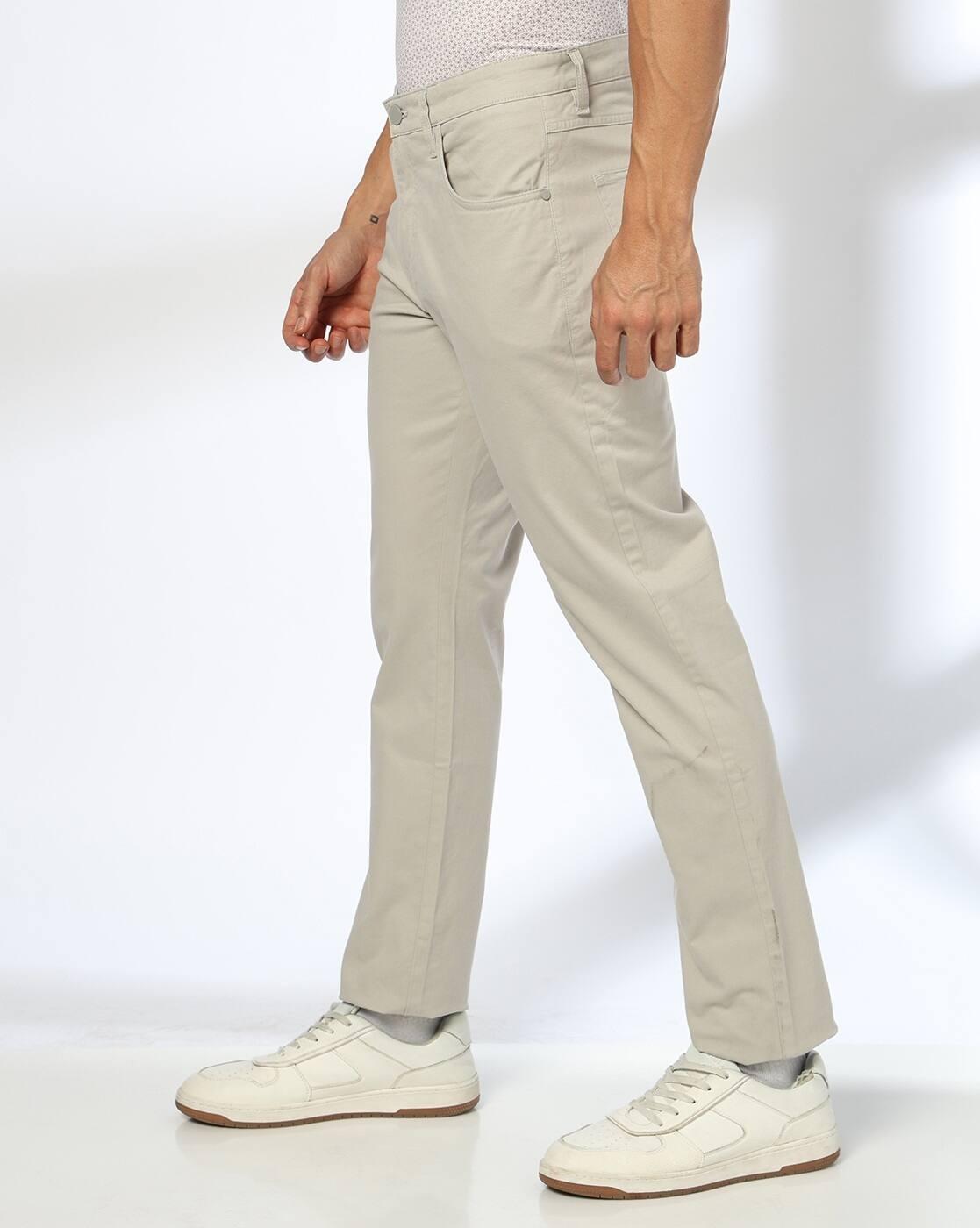 John Players | Men Slim Fit Flat-Front Trousers|1