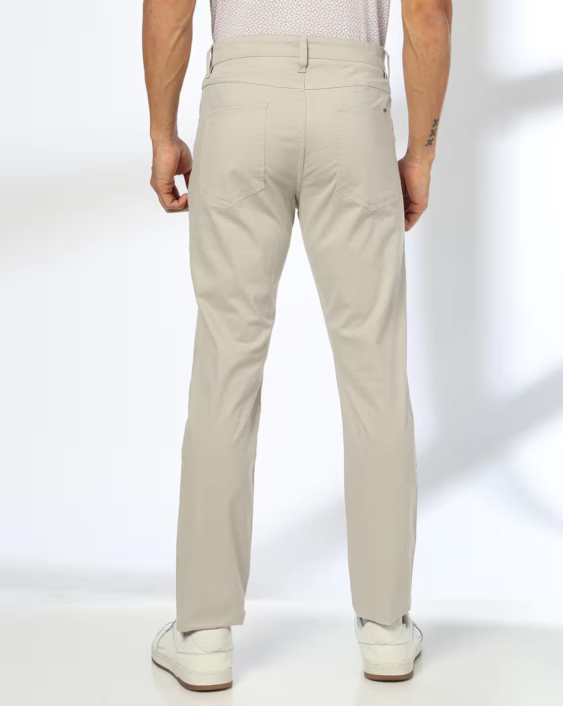 John Players | Men Slim Fit Flat-Front Trousers|2