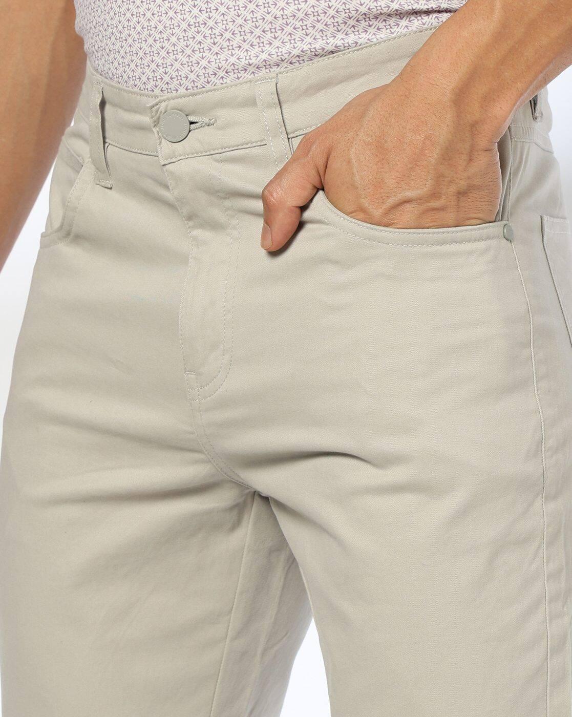 John Players | Men Slim Fit Flat-Front Trousers|3