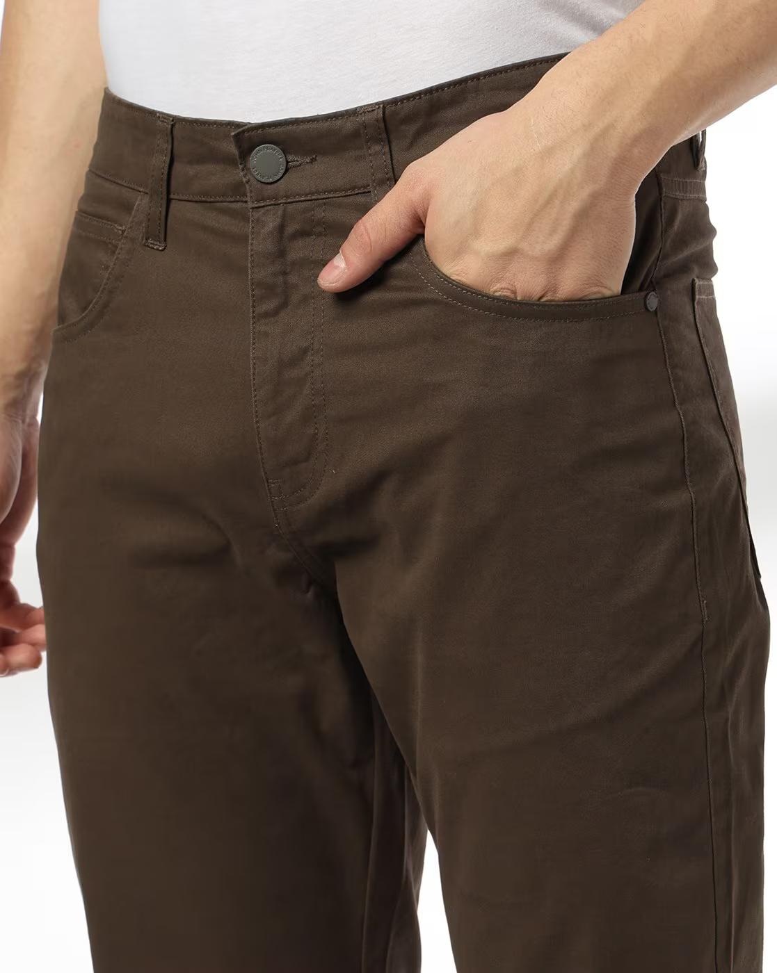 John Players | Men Slim Fit Flat-Front Trousers|3