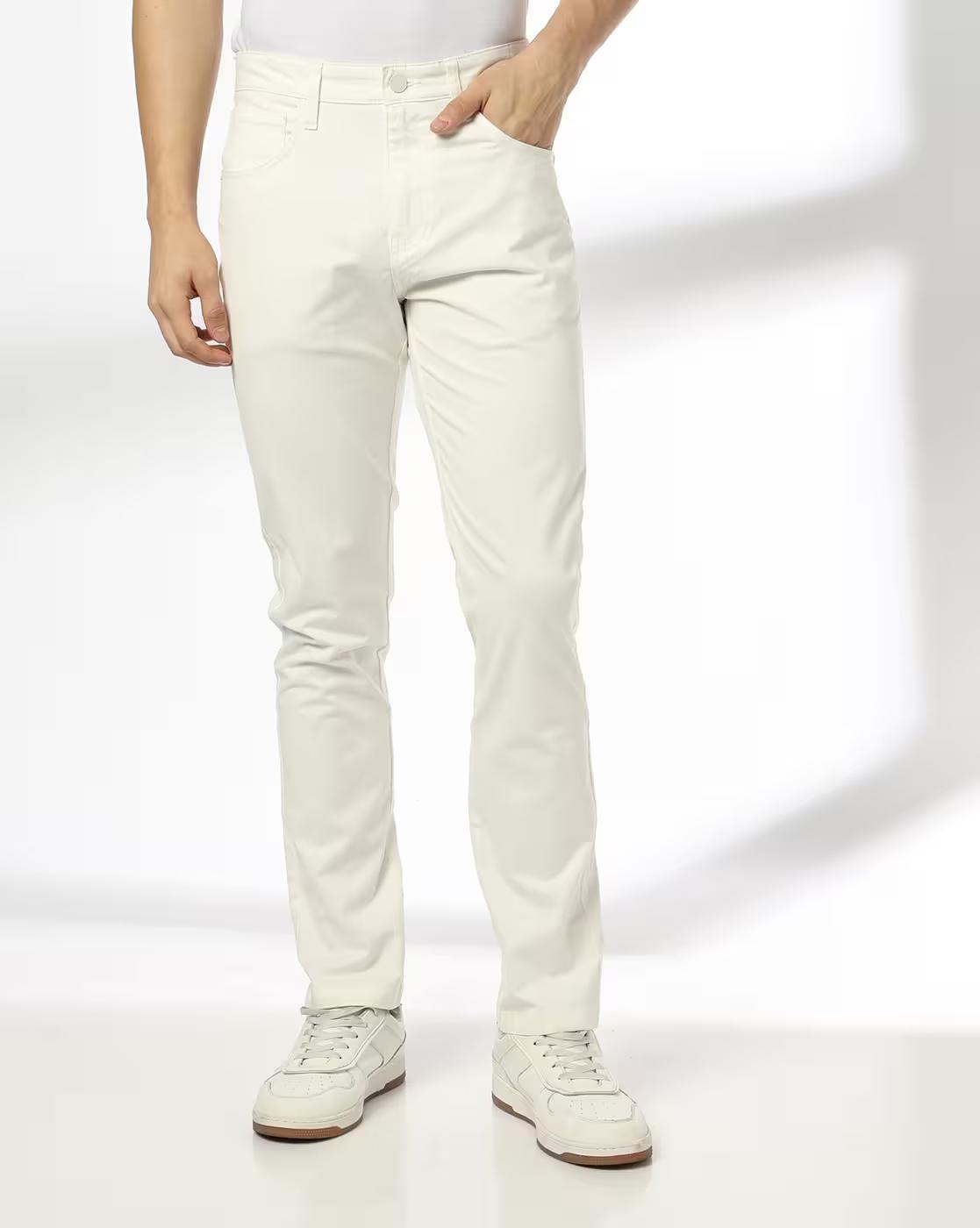 Men Slim Fit Flat-Front Trousers