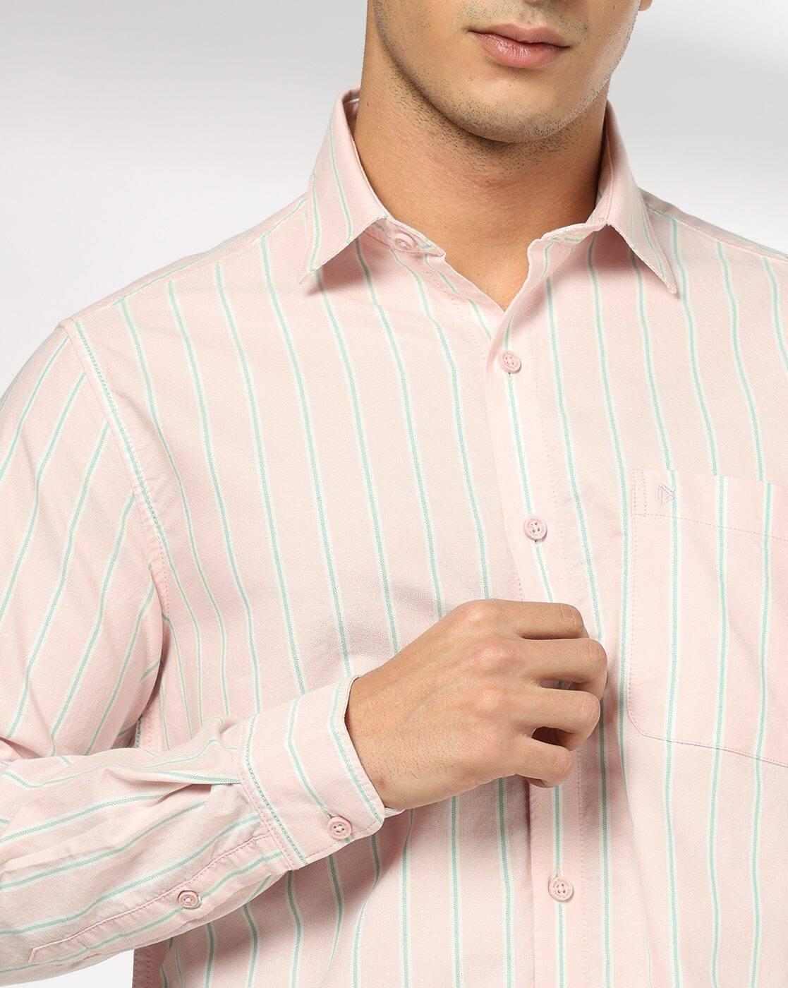 John Players | Men Striped Slim Fit Cotton Shirt with Patch Pocket|4
