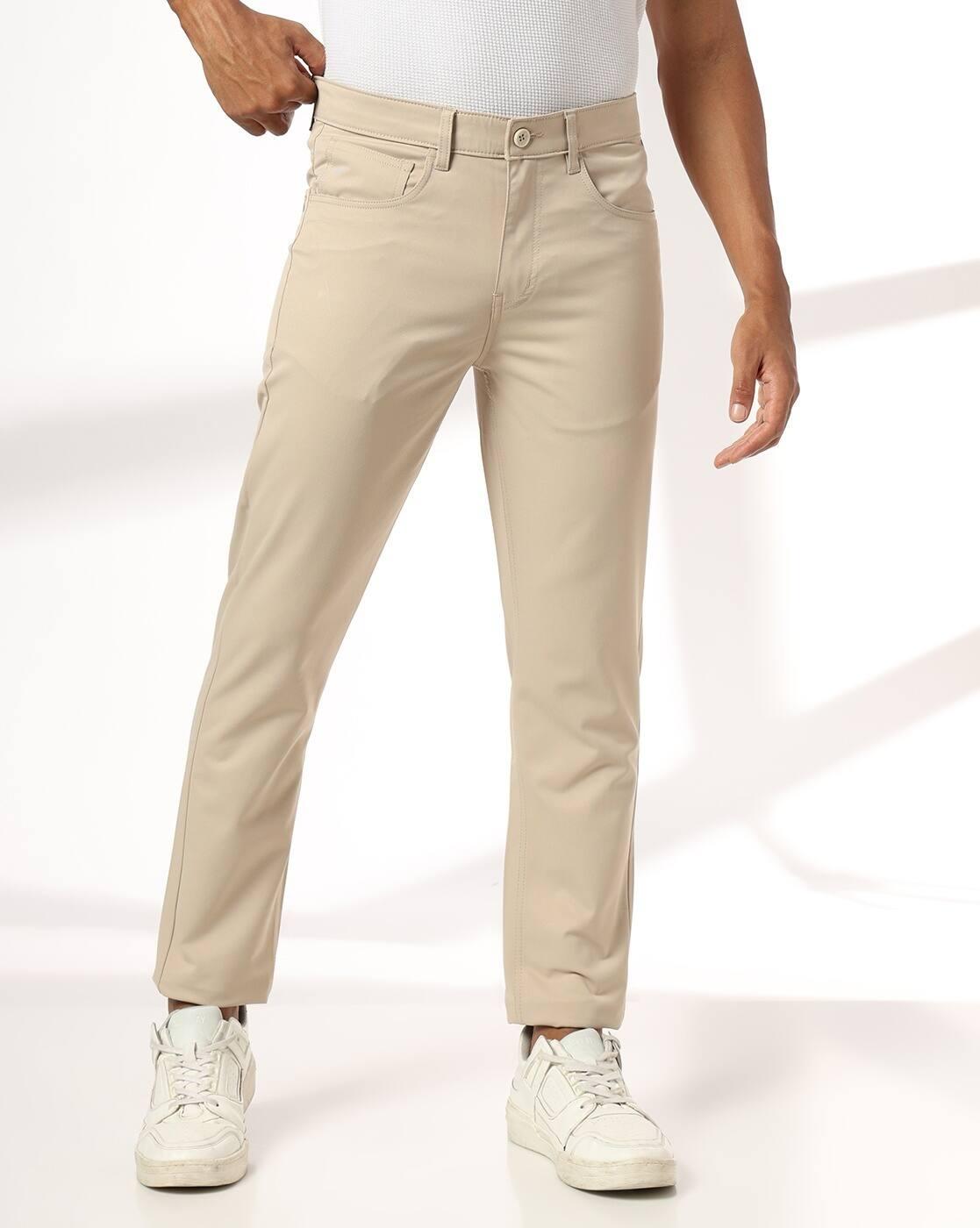 Men Slim Fit Flat-Front Chinos