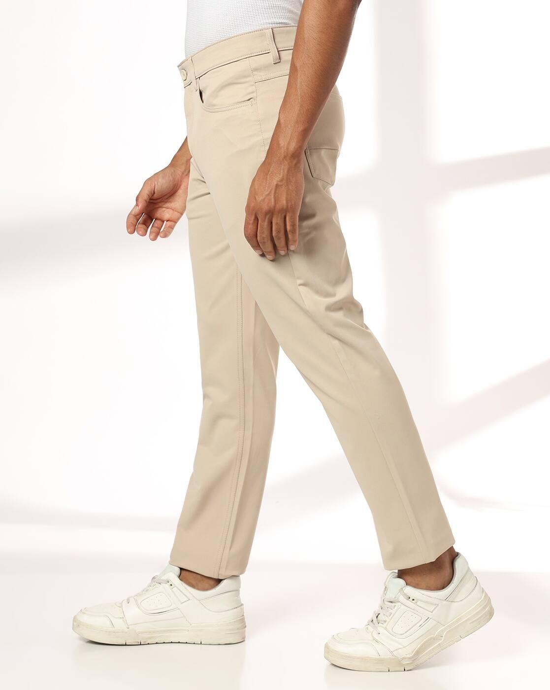 John Players | Men Slim Fit Flat-Front Chinos|1