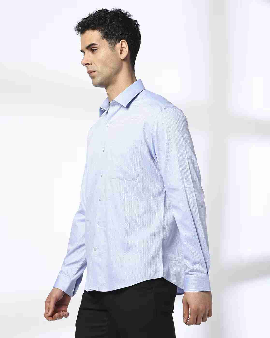 JOHN PLAYERS | Men Striped Regular Fit Shirt with Patch Pocket|1