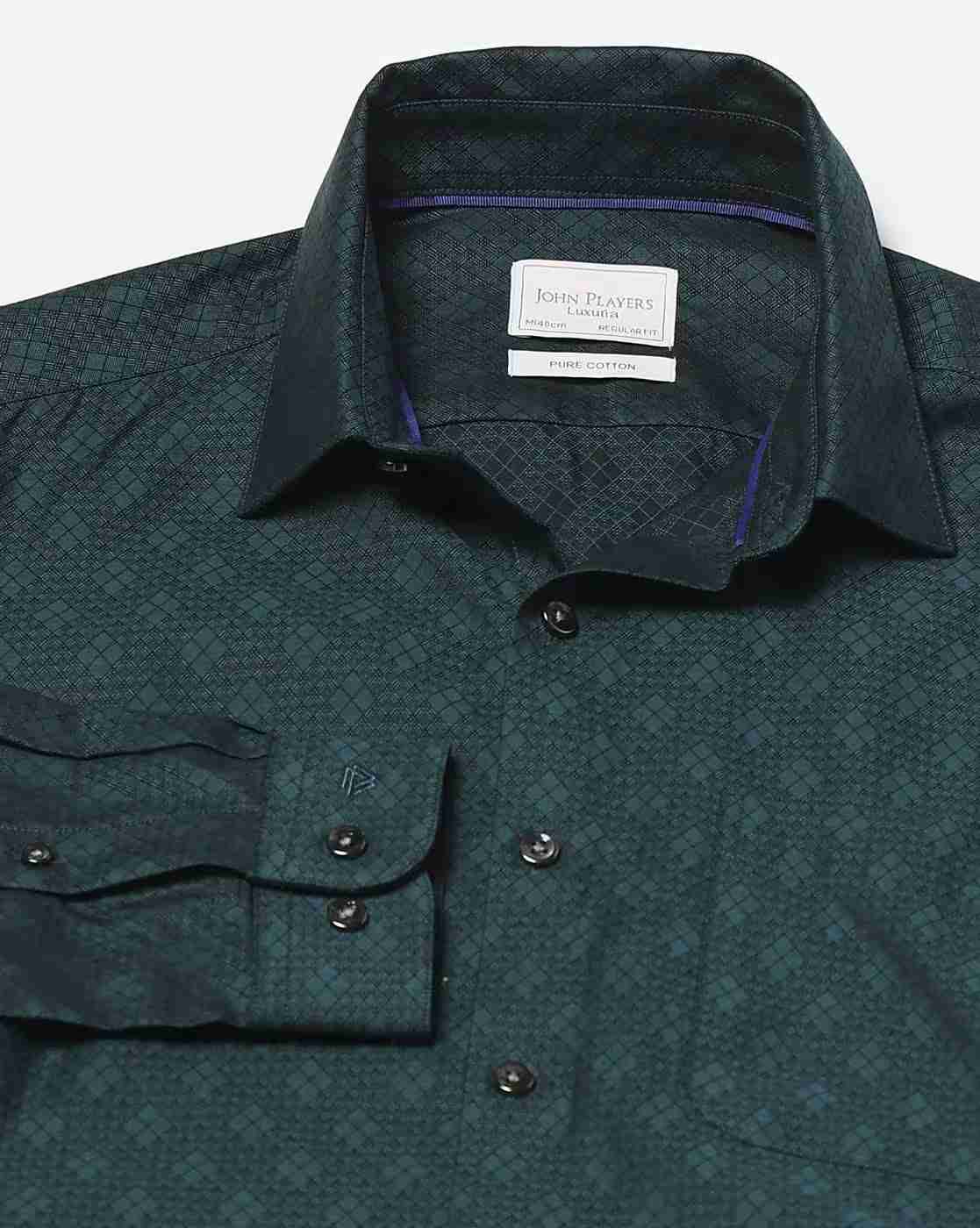 JOHN PLAYERS | Men Patterned Regular Fit Shirt with Patch Pocket|5