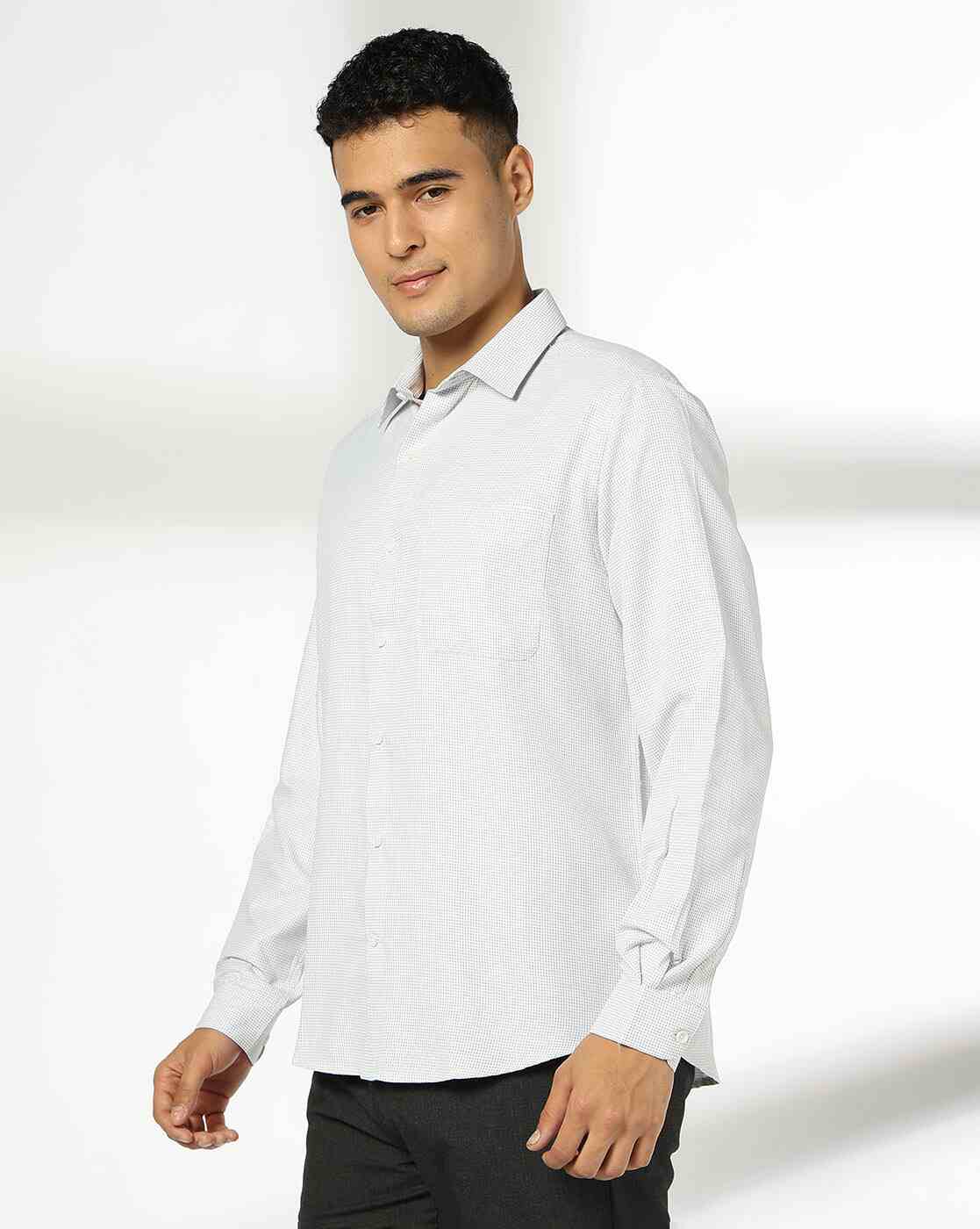 JOHN PLAYERS | Men Micro Print Slim Fit Shirt|1