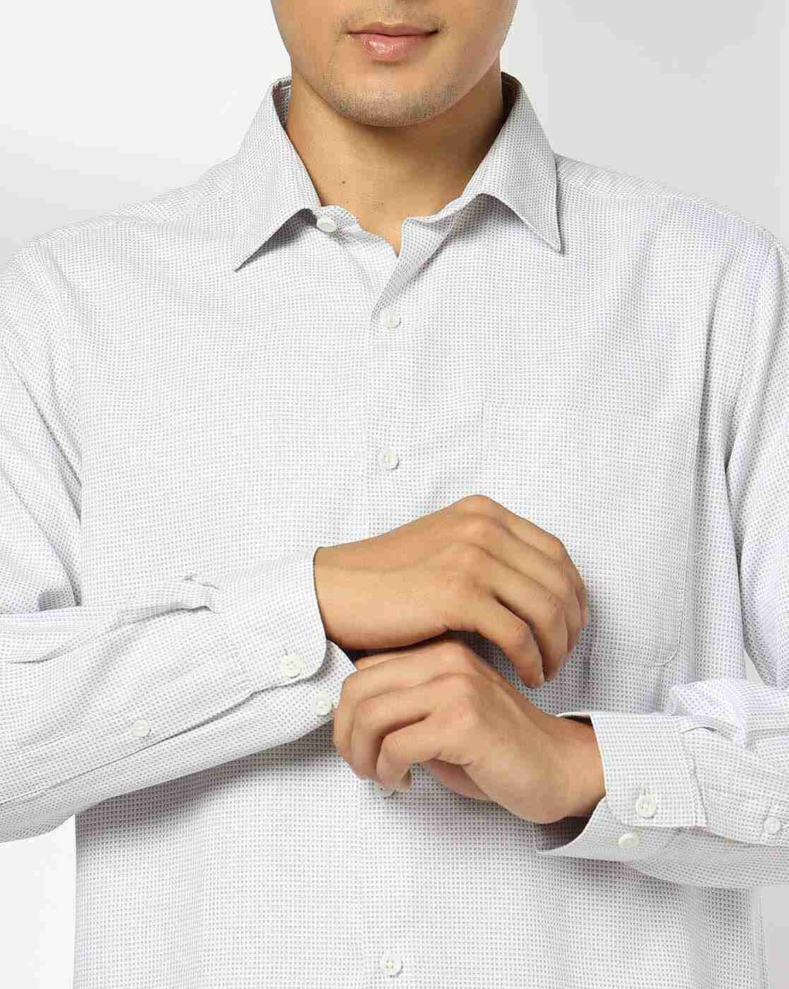 JOHN PLAYERS | Men Micro Print Slim Fit Shirt|4