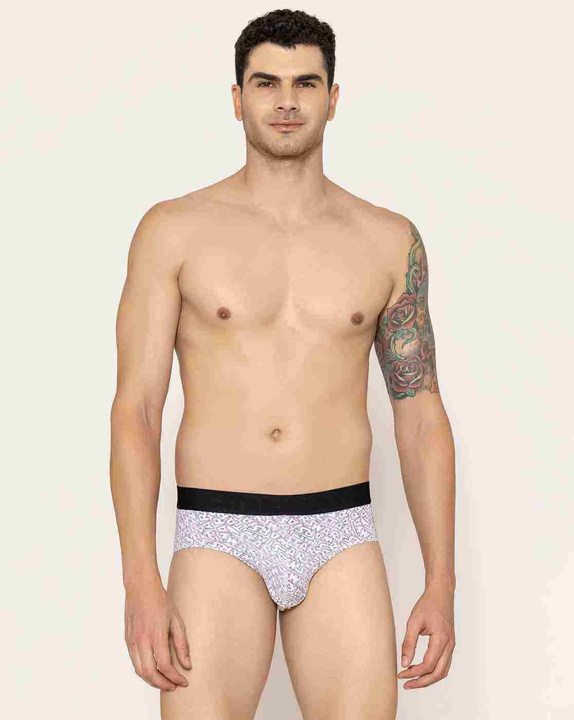 JOHN PLAYERS | Men Typographic Print Briefs with Elasticated Waist|0