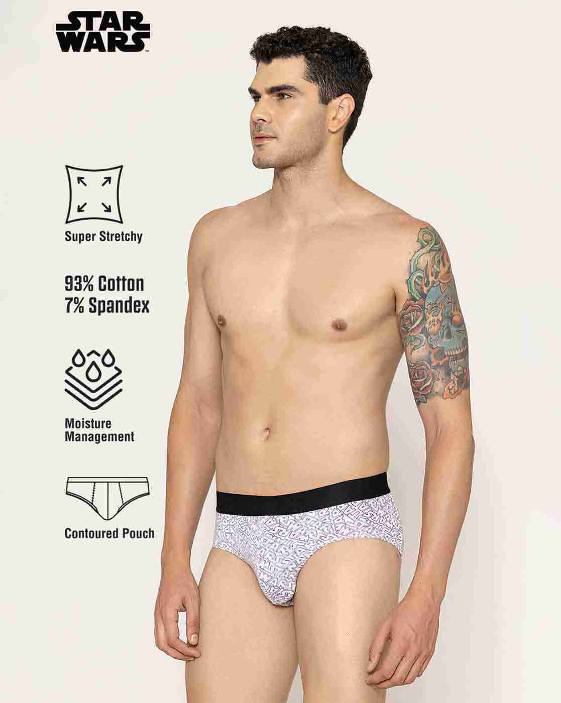 JOHN PLAYERS | Men Typographic Print Briefs with Elasticated Waist|1