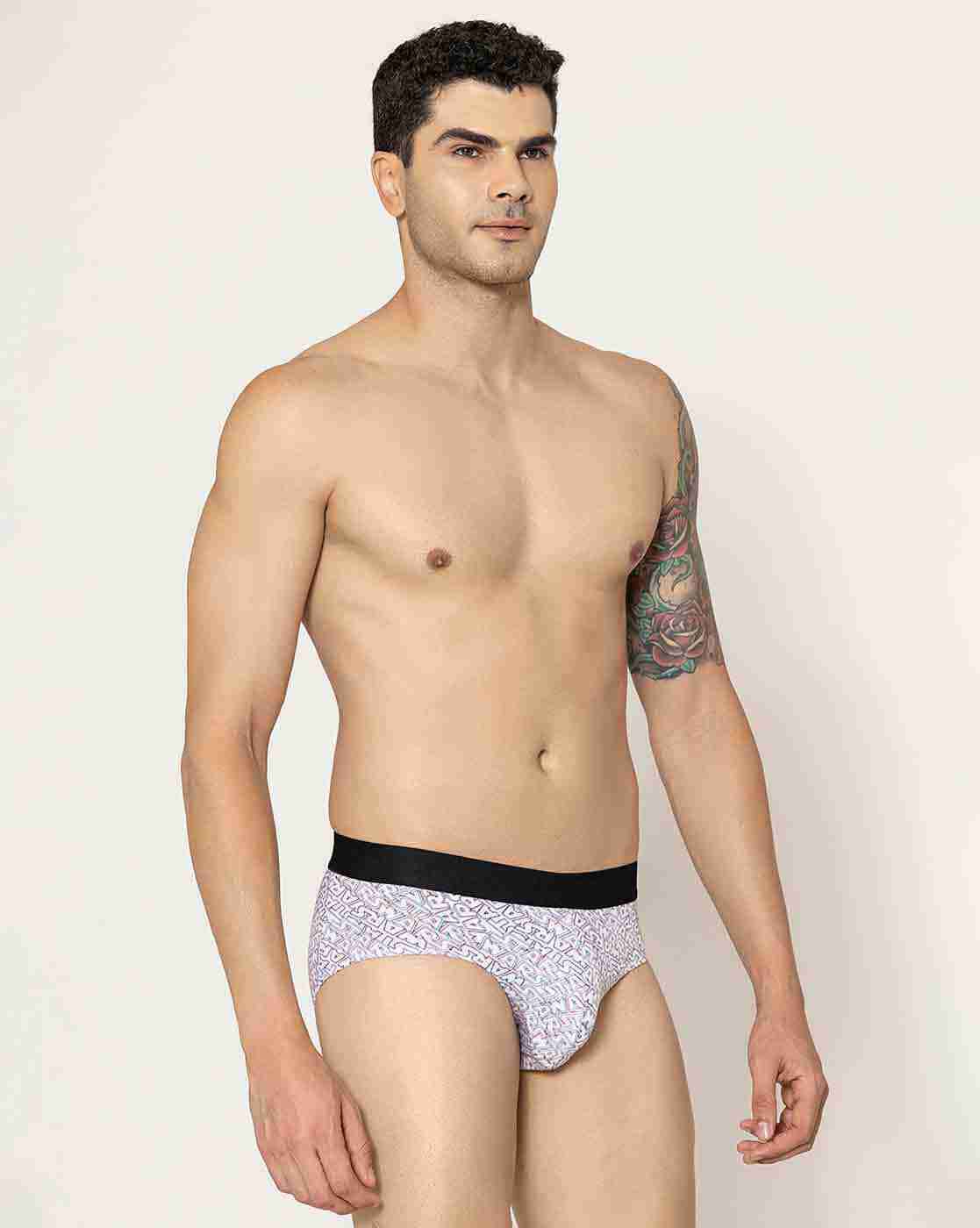 JOHN PLAYERS | Men Typographic Print Briefs with Elasticated Waist|2