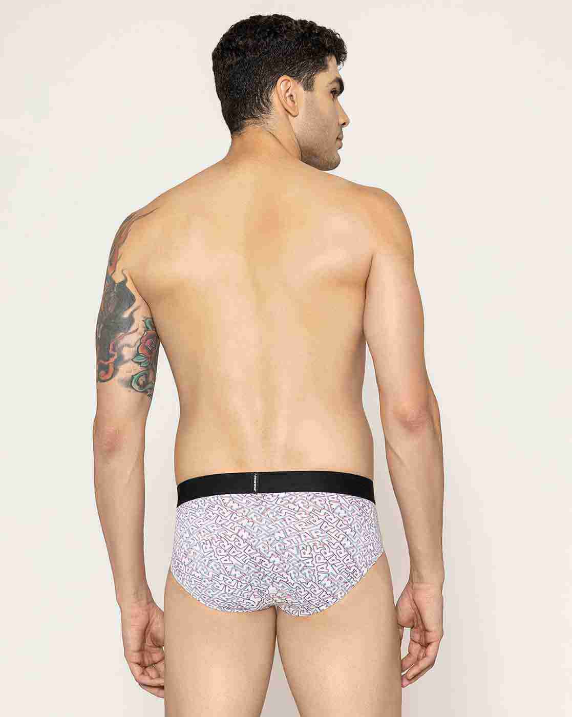 JOHN PLAYERS | Men Typographic Print Briefs with Elasticated Waist|3