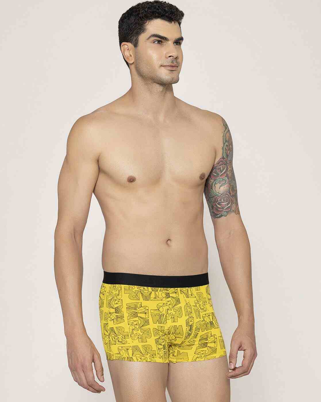 JOHN PLAYERS | Men Typographic Print Trunk with Elasticated Waist|2