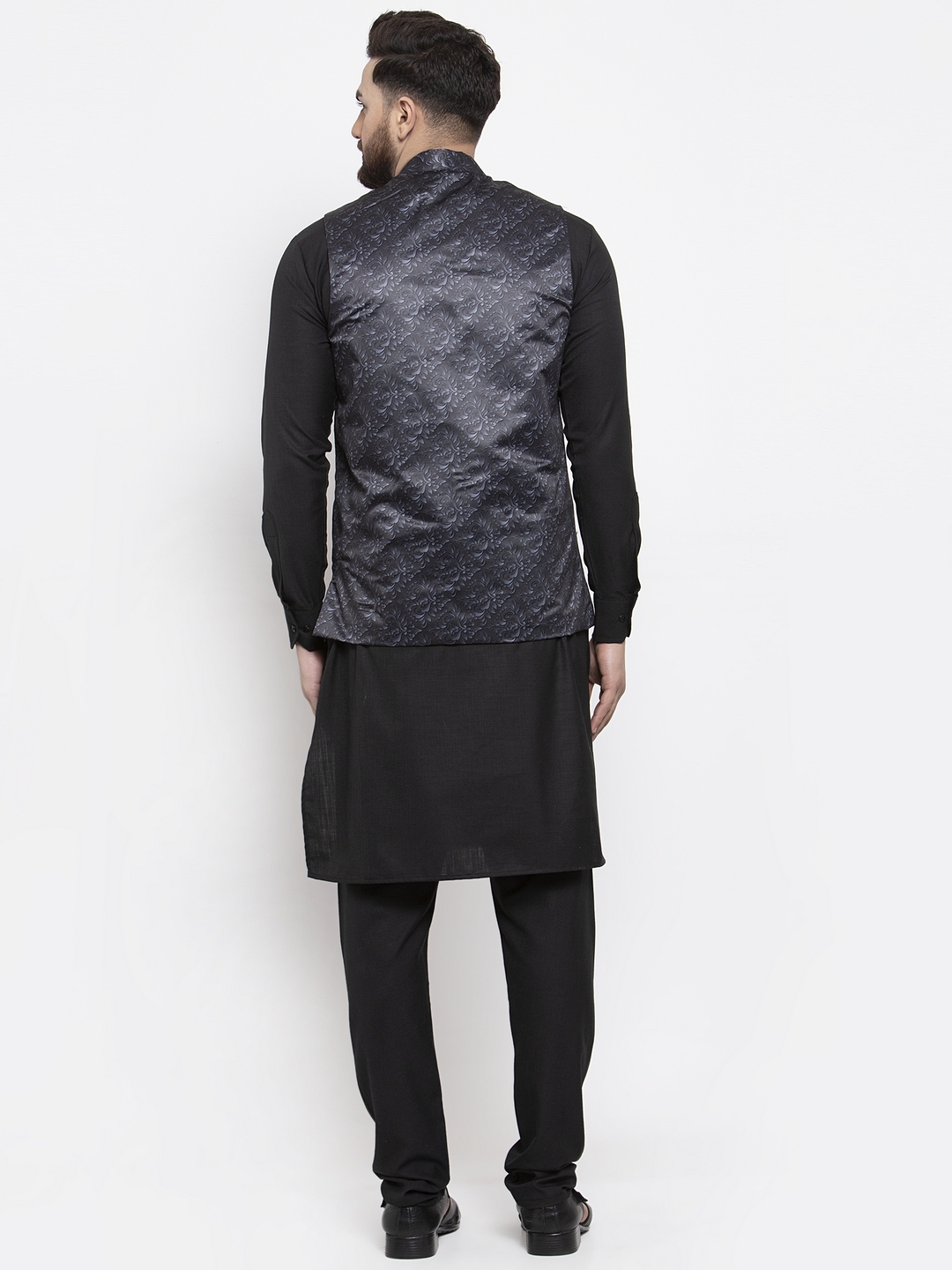Jompers | Jompers® Men's Solid Cotton Kurta Pajama with Printed Waistcoat 2