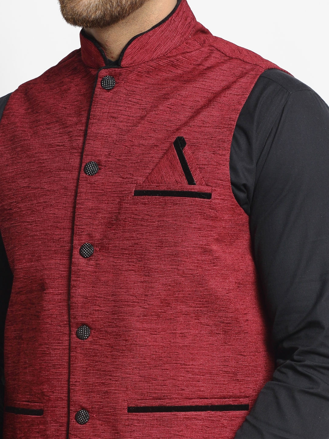 Jompers | Jompers Men's Solid Nehru Jacket with Square Pocket 3