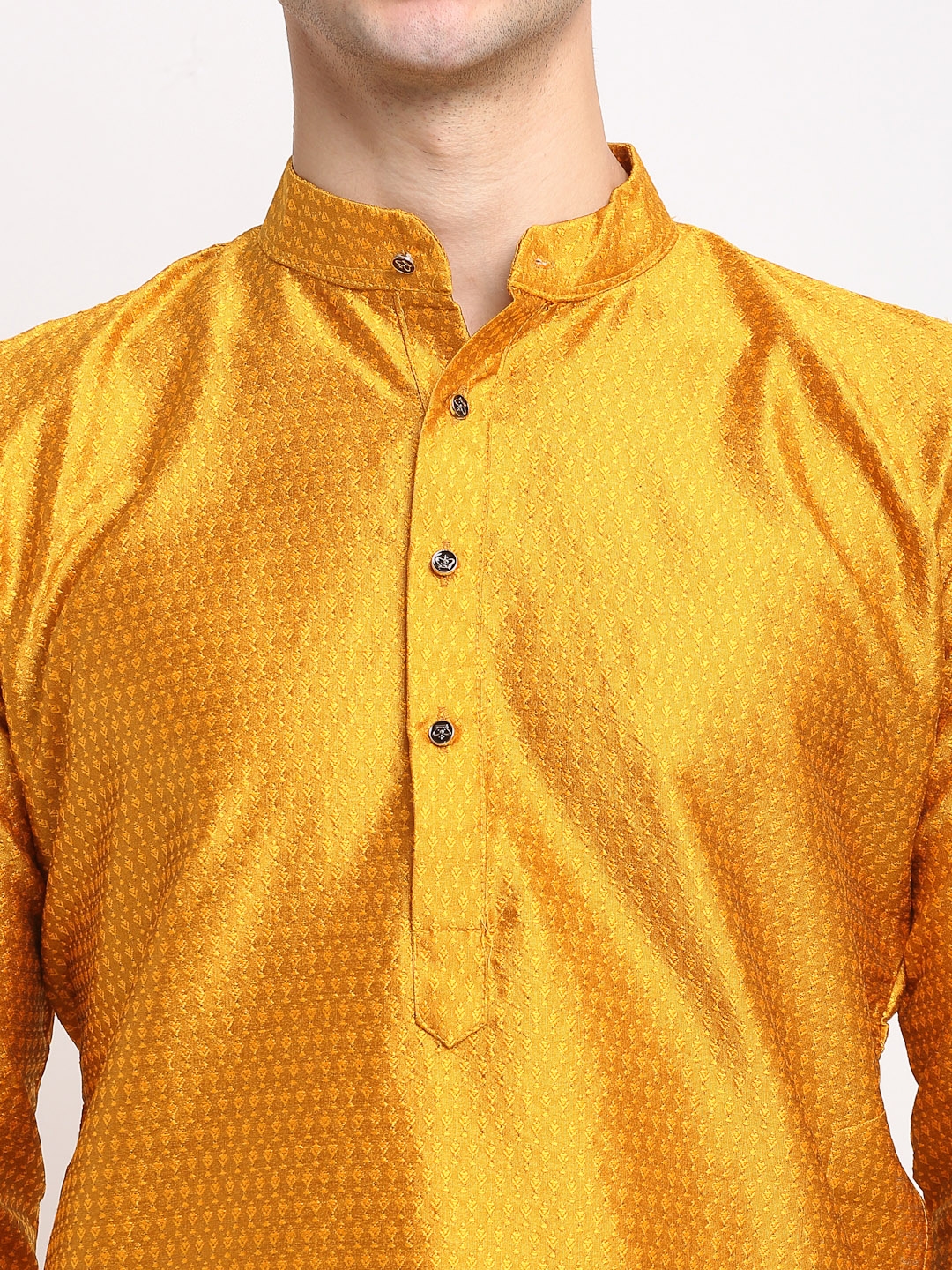 Jompers | Jompers® Men Yellow & White Woven Design Kurta 4