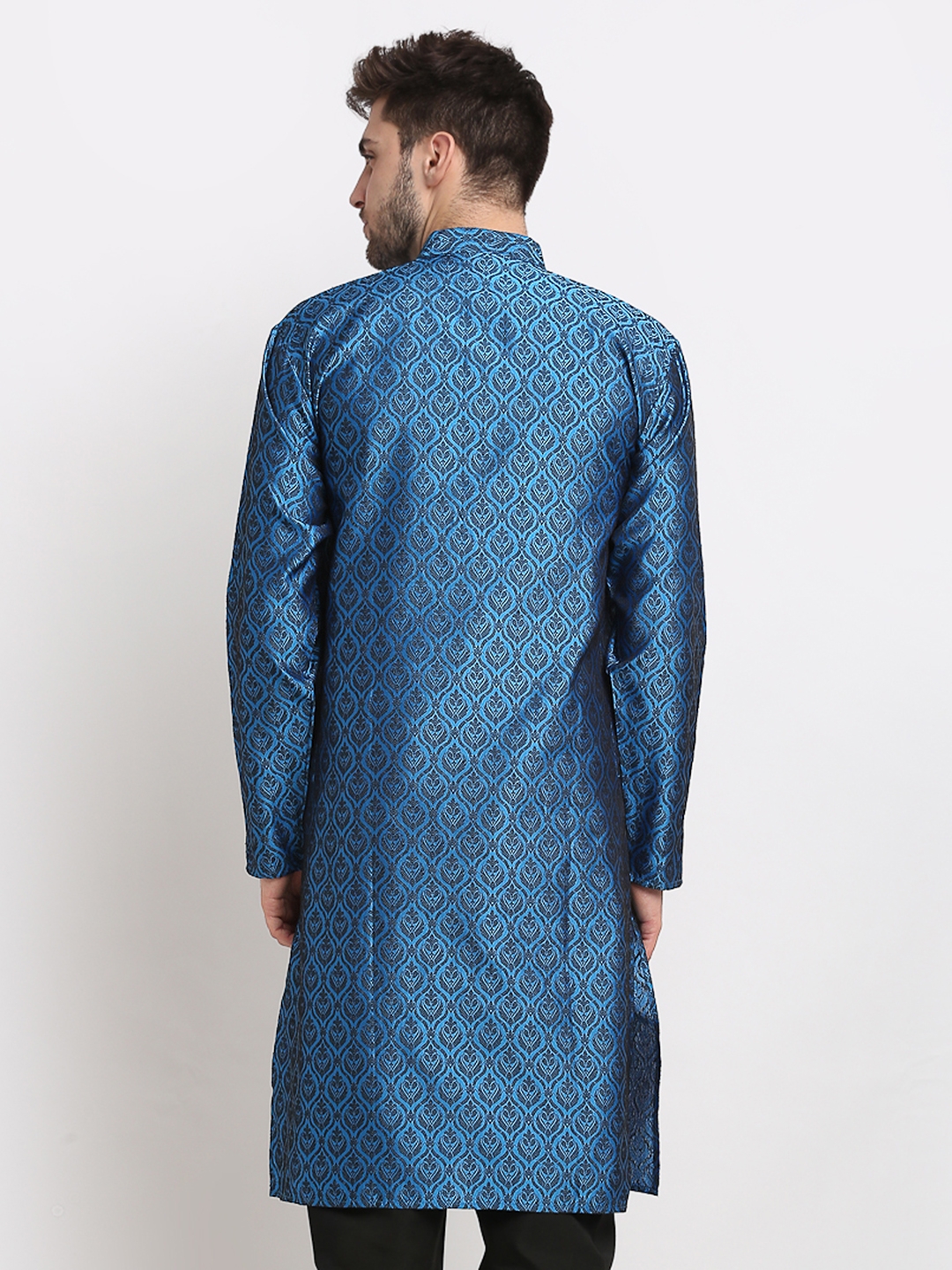 Jompers |  Royal-Blue Woven Design Straight Kurta 2