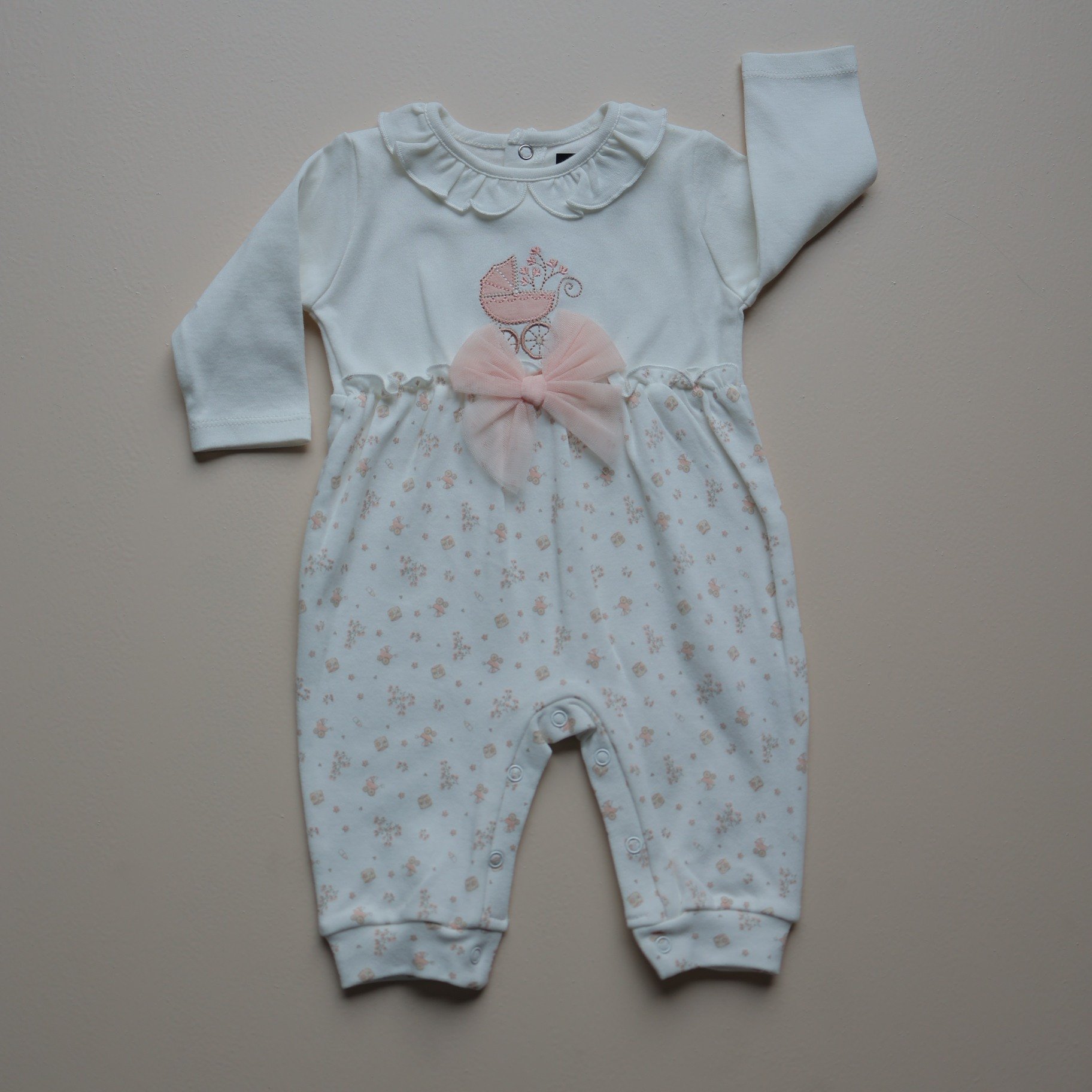 Peach Blossom Cot Baby Half Romper