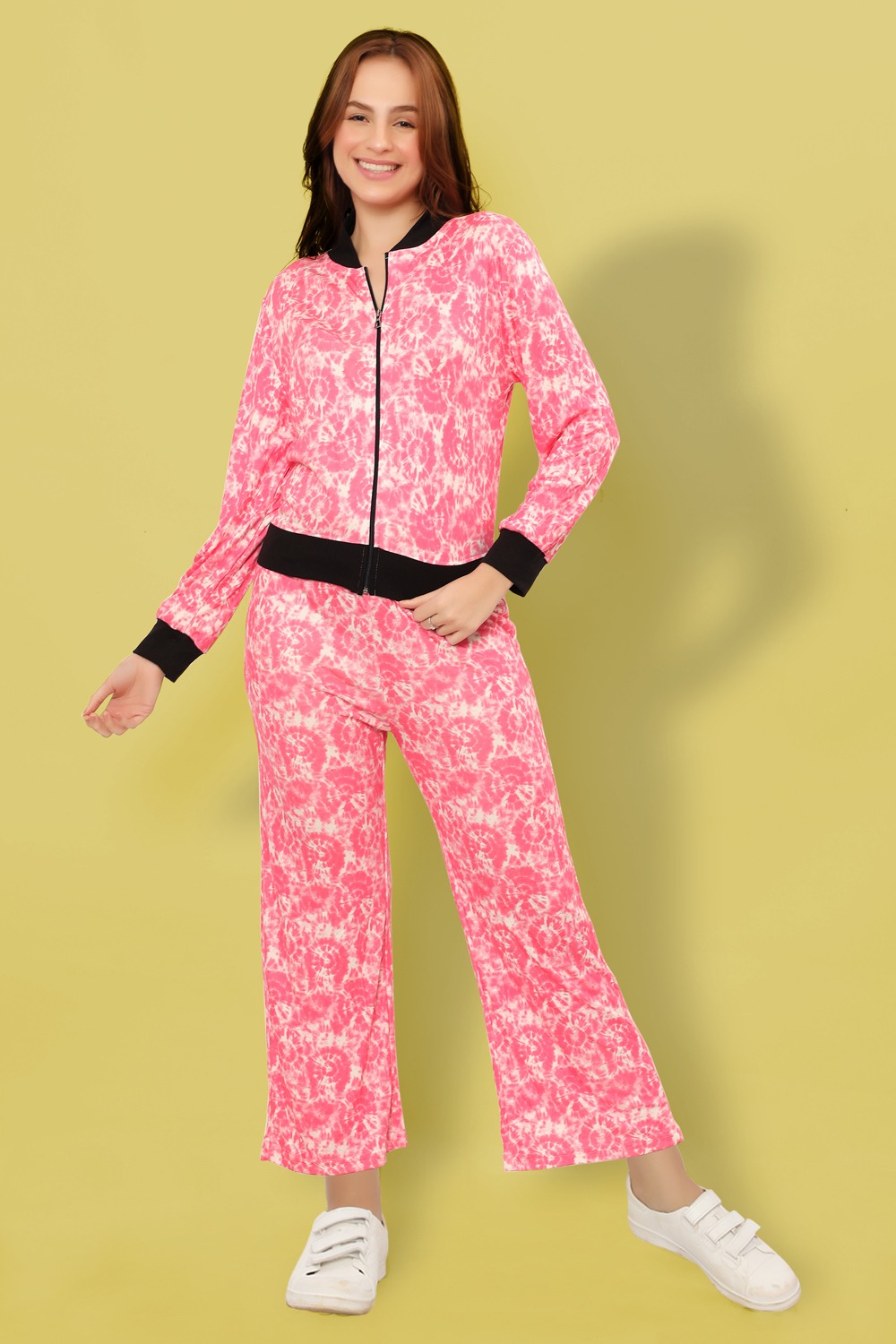 Ninos Dreams Women Flared Pants with Full Sleeves Jacket Coord Set-Pink
