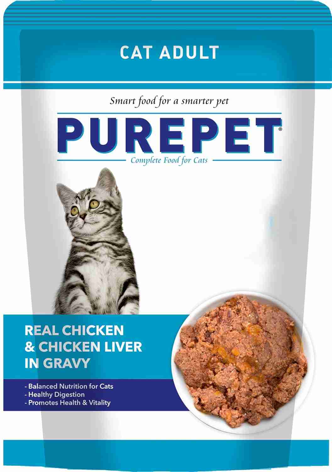 Purepet Real Chicken & Chicken Liver in Gravy Cat Wet Food, 50g