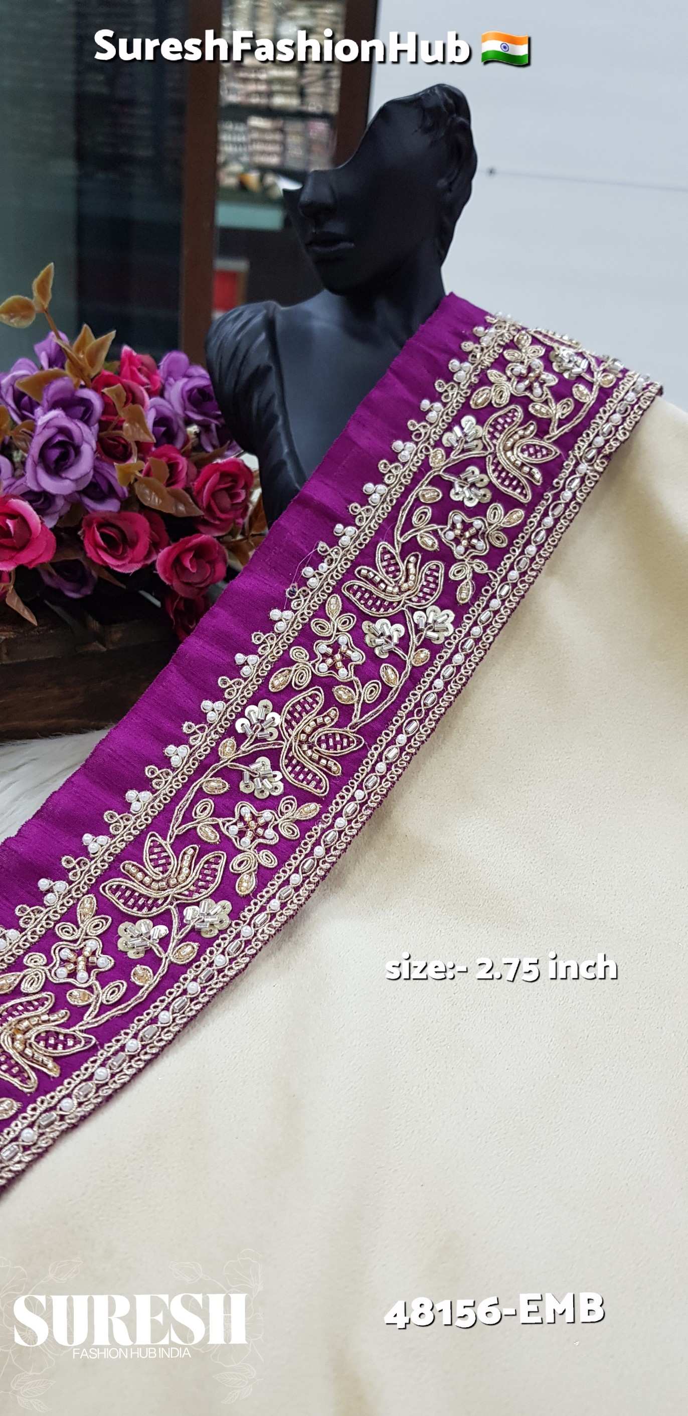 Magenta  Magenta Dusk Embroidery Lace