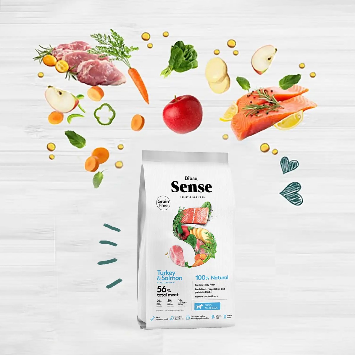 Dibaq Sense Salmon & Turkey Puppy Dry Dog Food - 12 Kg