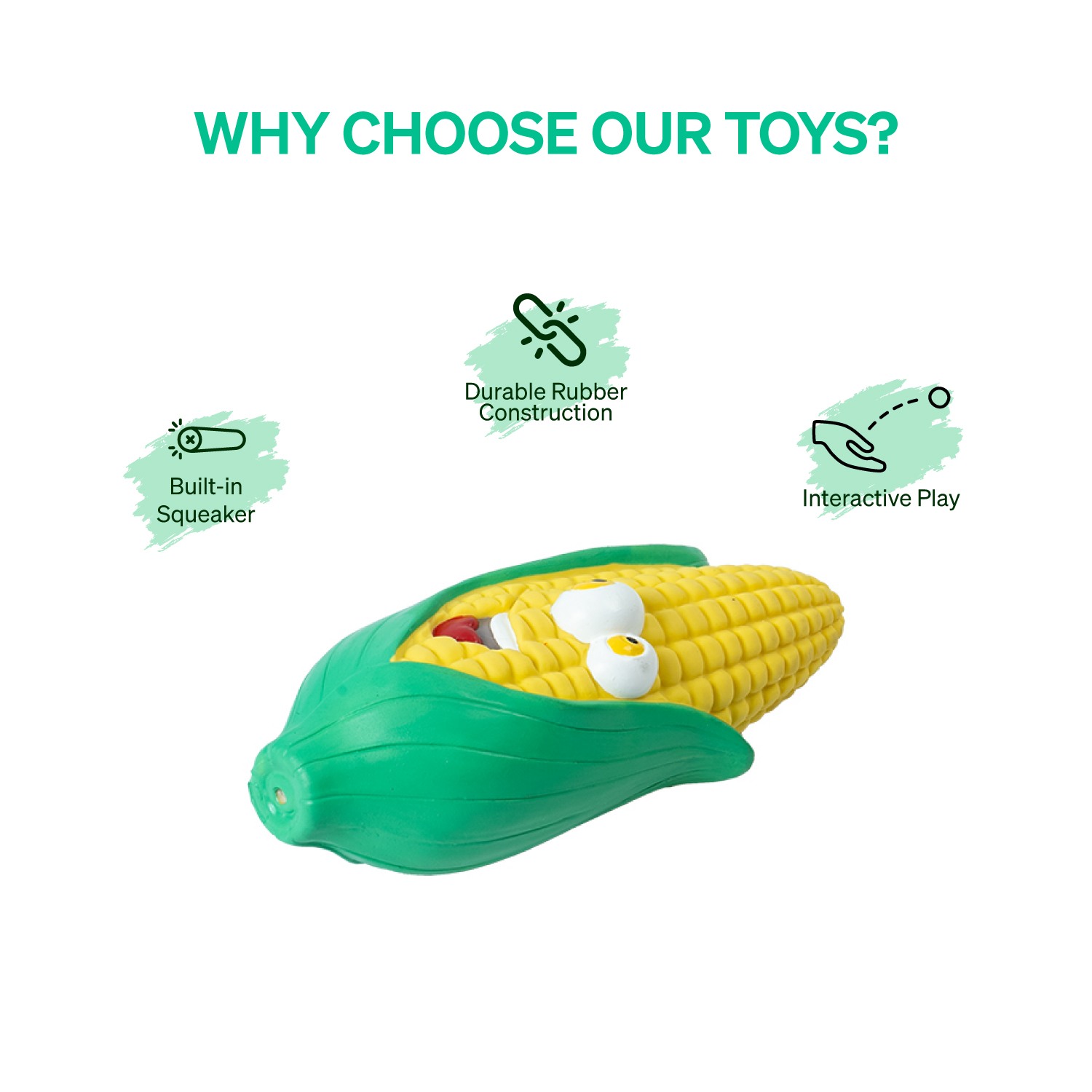 Ezra Play Smiley Corn Squeaky Latex Toy