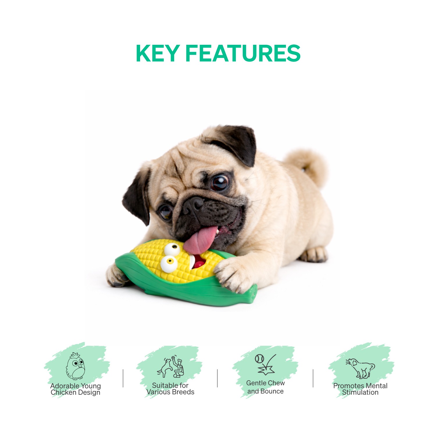 Ezra Play Smiley Corn Squeaky Latex Toy