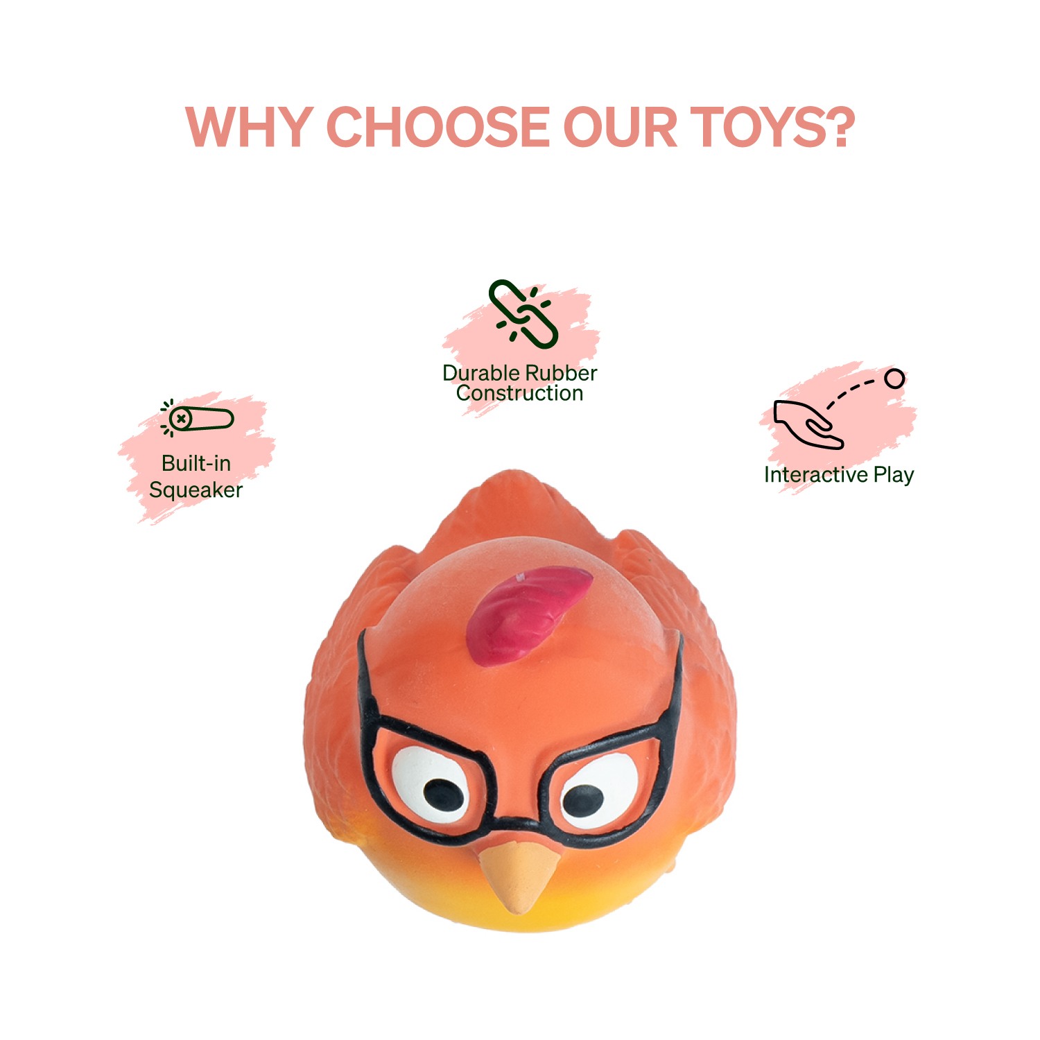 Ezra Play Glasses Chicken Squeaky Latex Toy