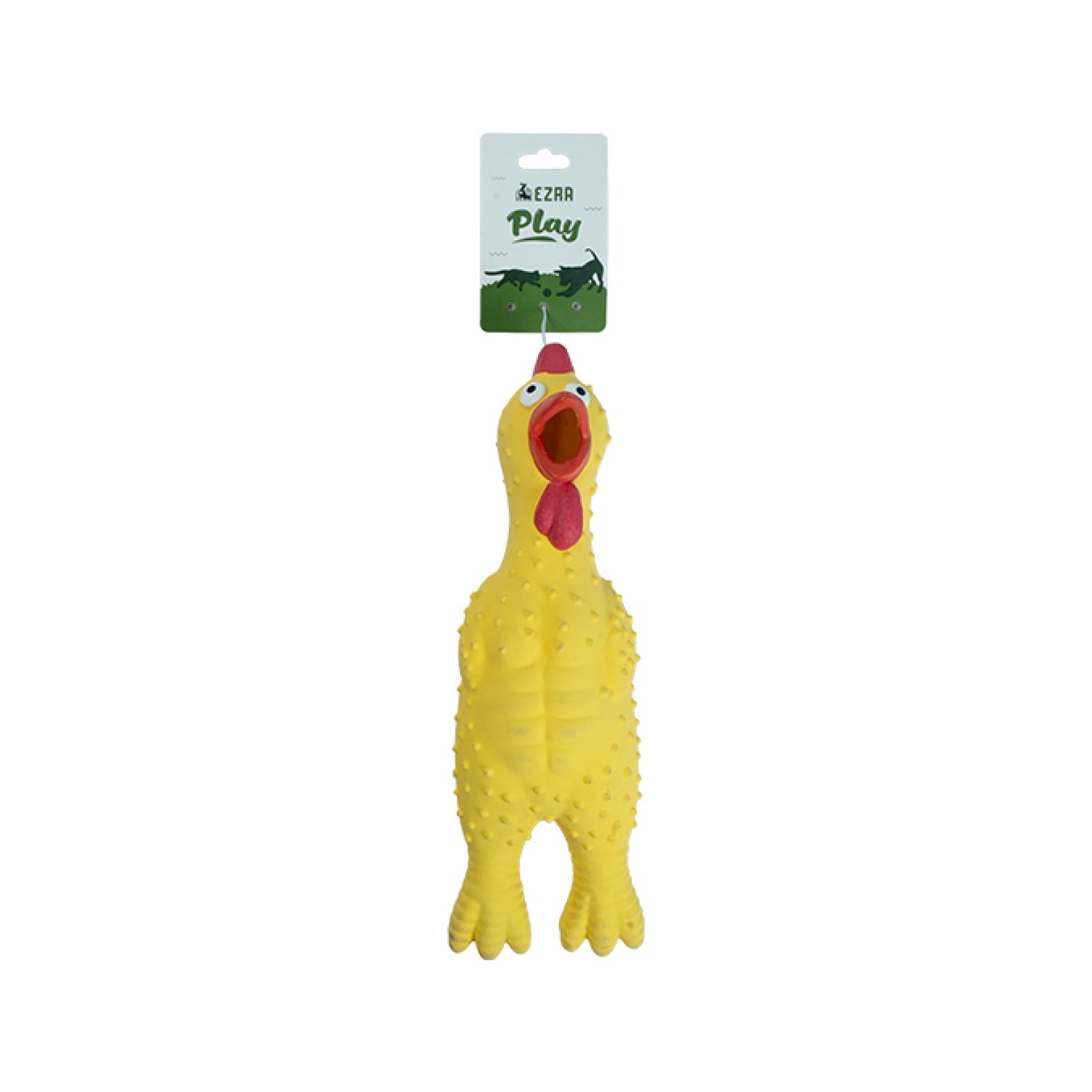 Ezra Play Screaming Chicken Squeaky Latex Toy