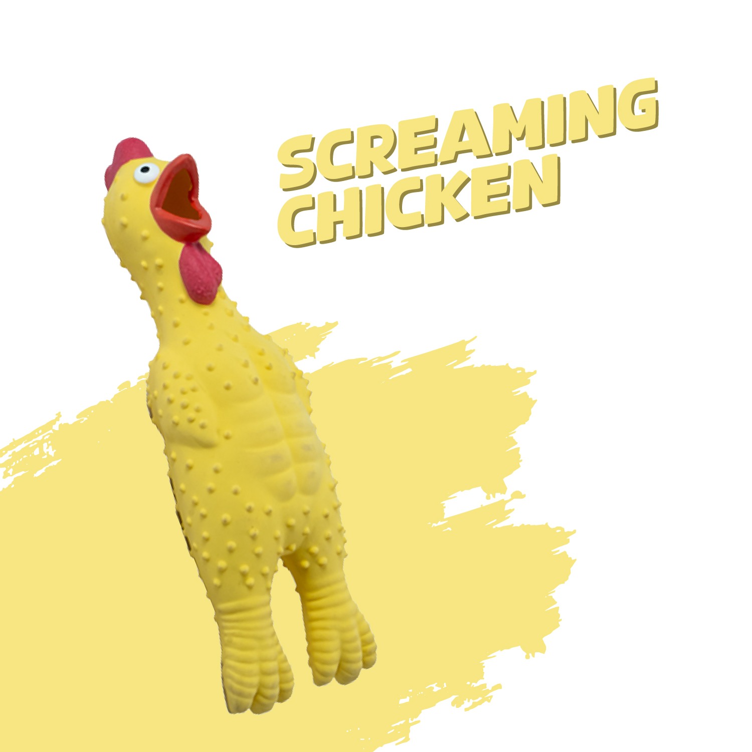 Ezra Play Screaming Chicken Squeaky Latex Toy
