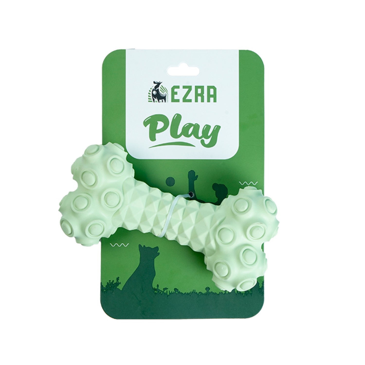 Ezra Play Jewel Bone - Green Rubber Toy
