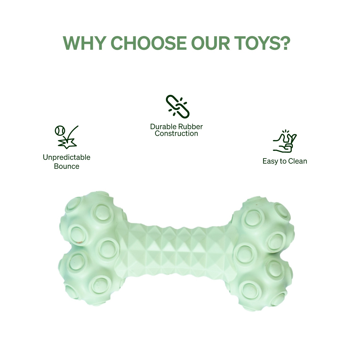 Ezra Play Jewel Bone - Green Rubber Toy