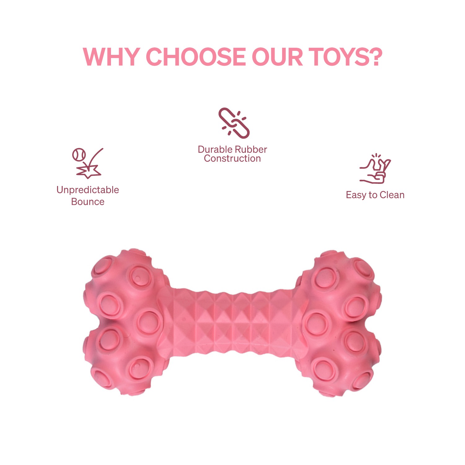 Ezra Play Jewel Bone - Pink Rubber Toy