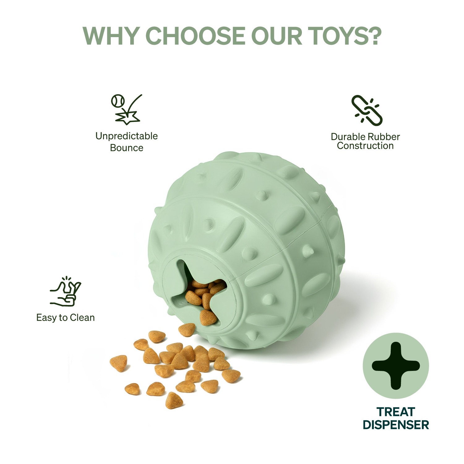 Ezra Play Bamboo Ball - Green Rubber Toy