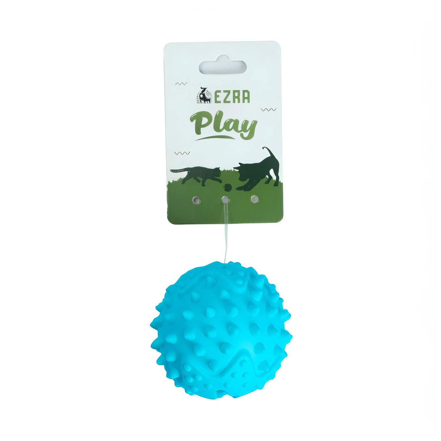 Ezra Play Round Spiky Ball - Blue Rubber Toy