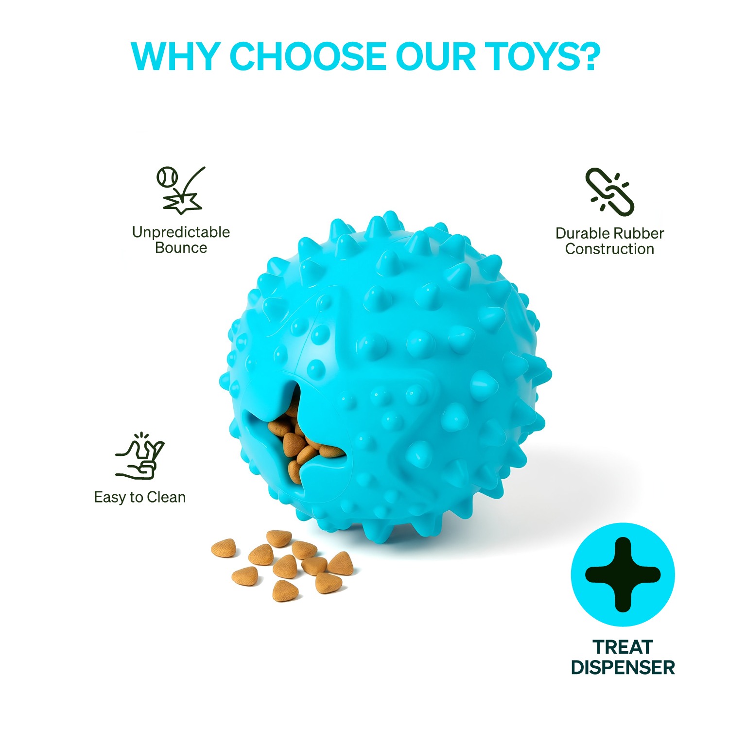 Ezra Play Round Spiky Ball - Blue Rubber Toy