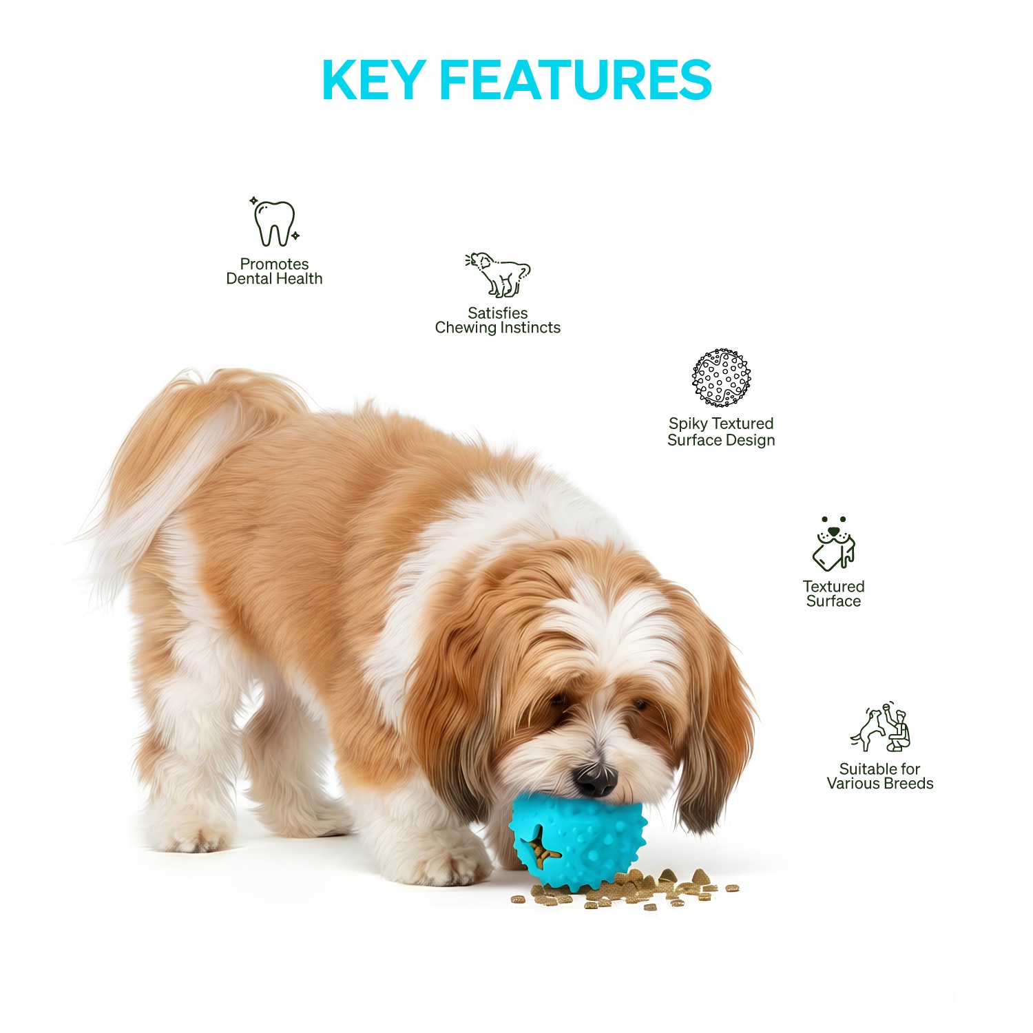 Ezra Play Round Spiky Ball - Blue Rubber Toy