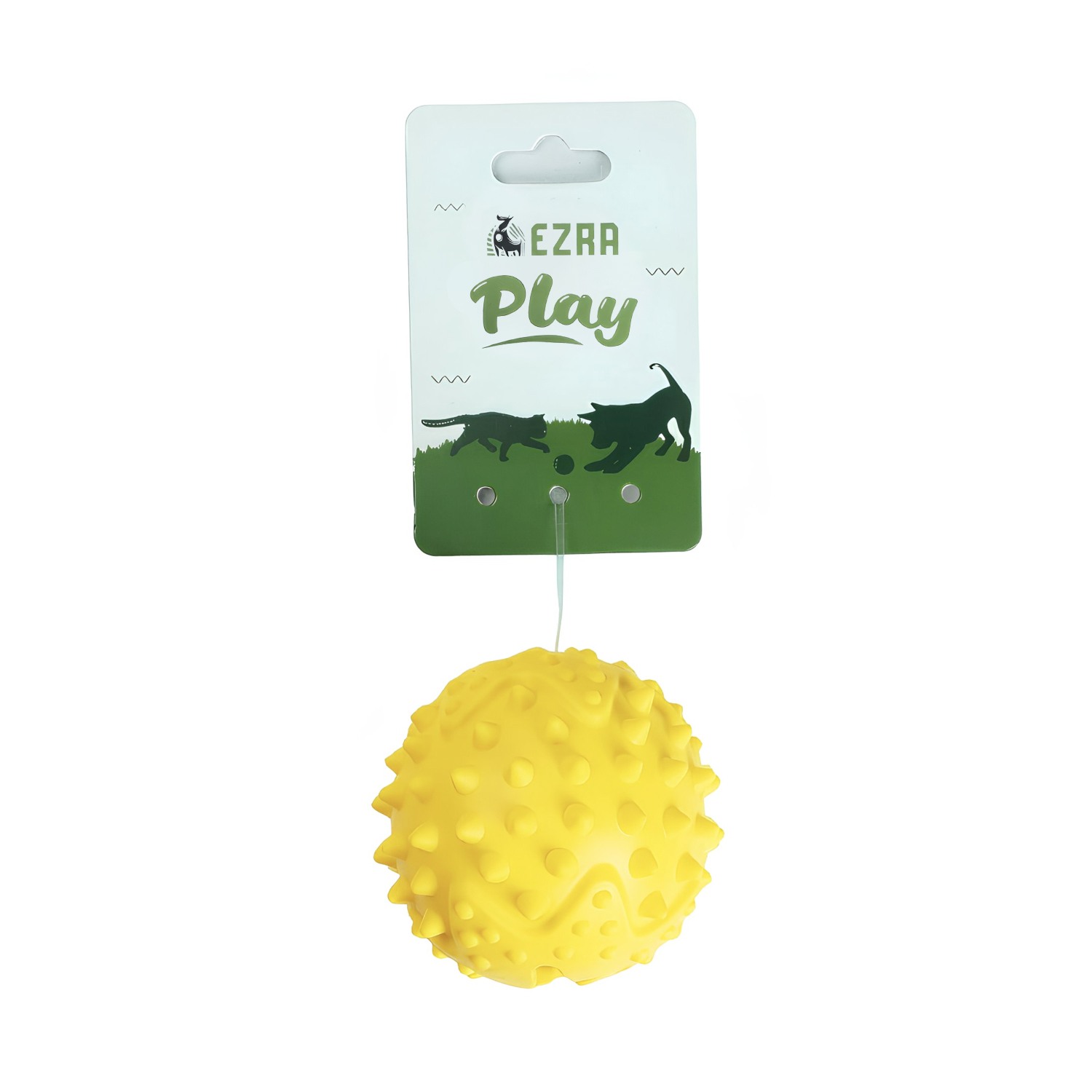 Ezra Play Round Spiky Rubber Ball Pet Toy - Yellow