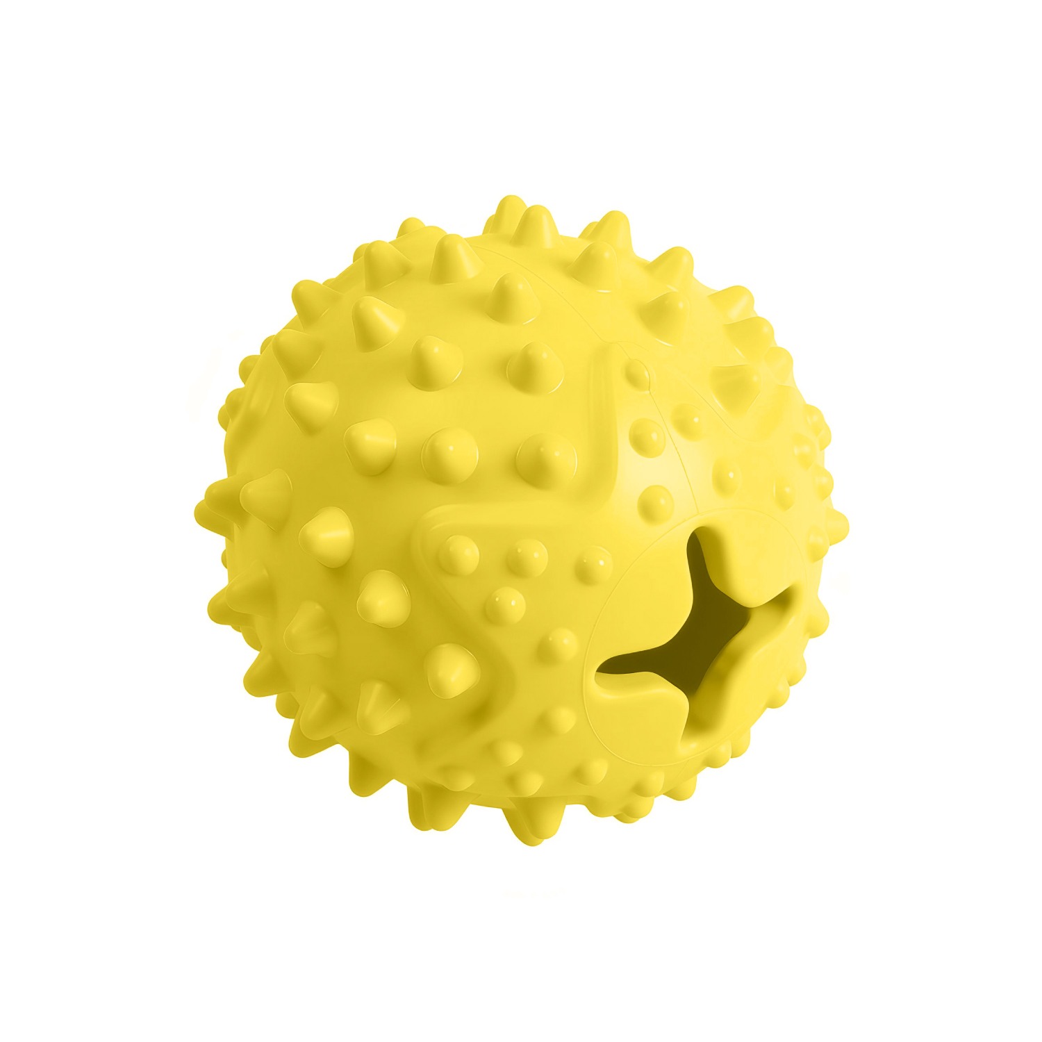 Ezra Play Round Spiky Rubber Ball Pet Toy - Yellow