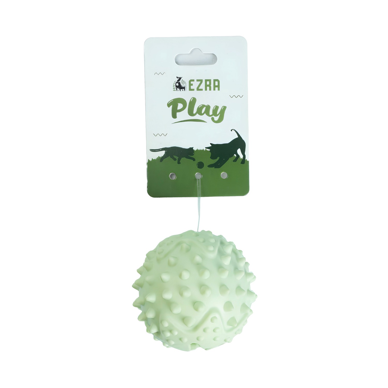 Ezra Play Round Spiky Ball - Green Rubber Toy