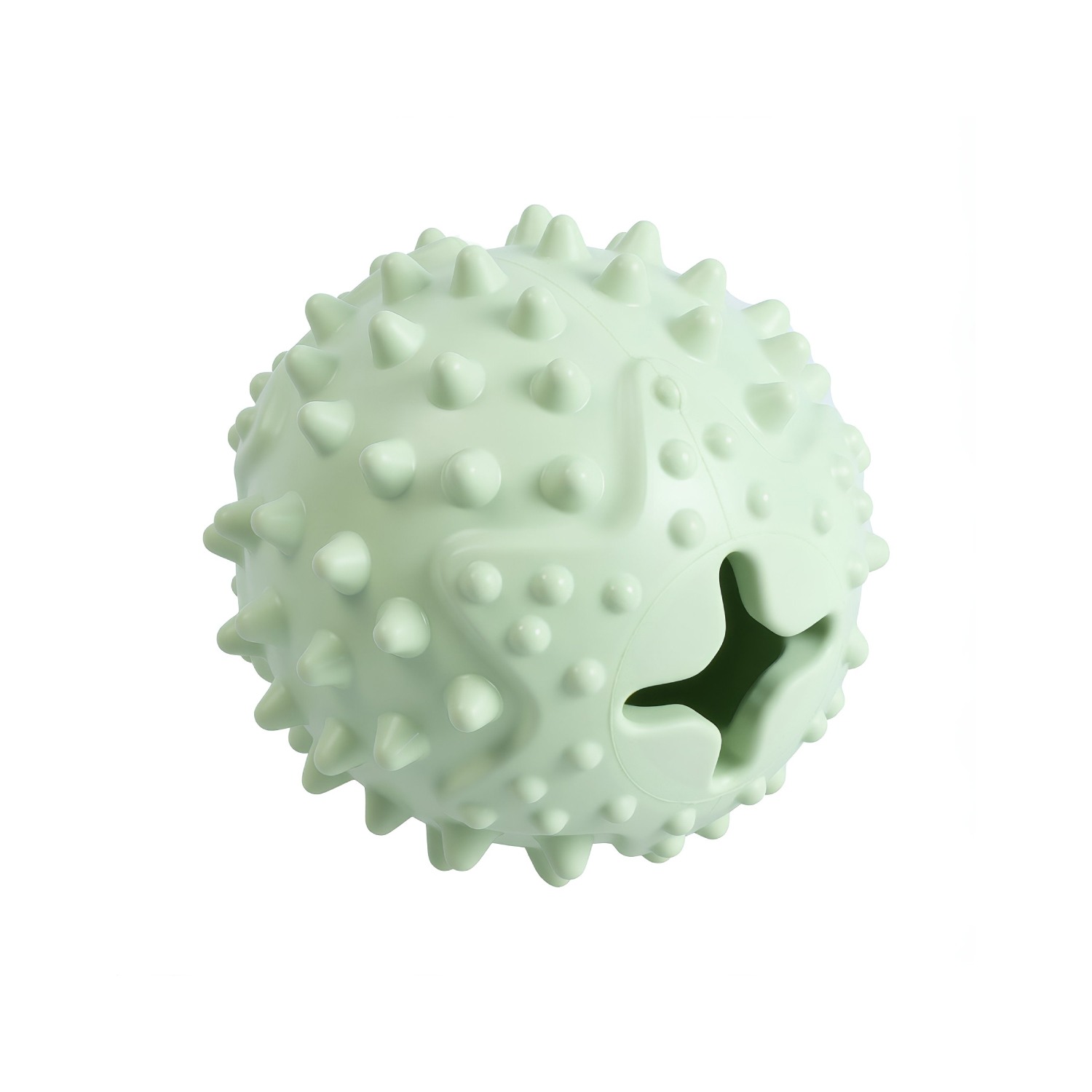 Ezra Play Round Spiky Ball - Green Rubber Toy