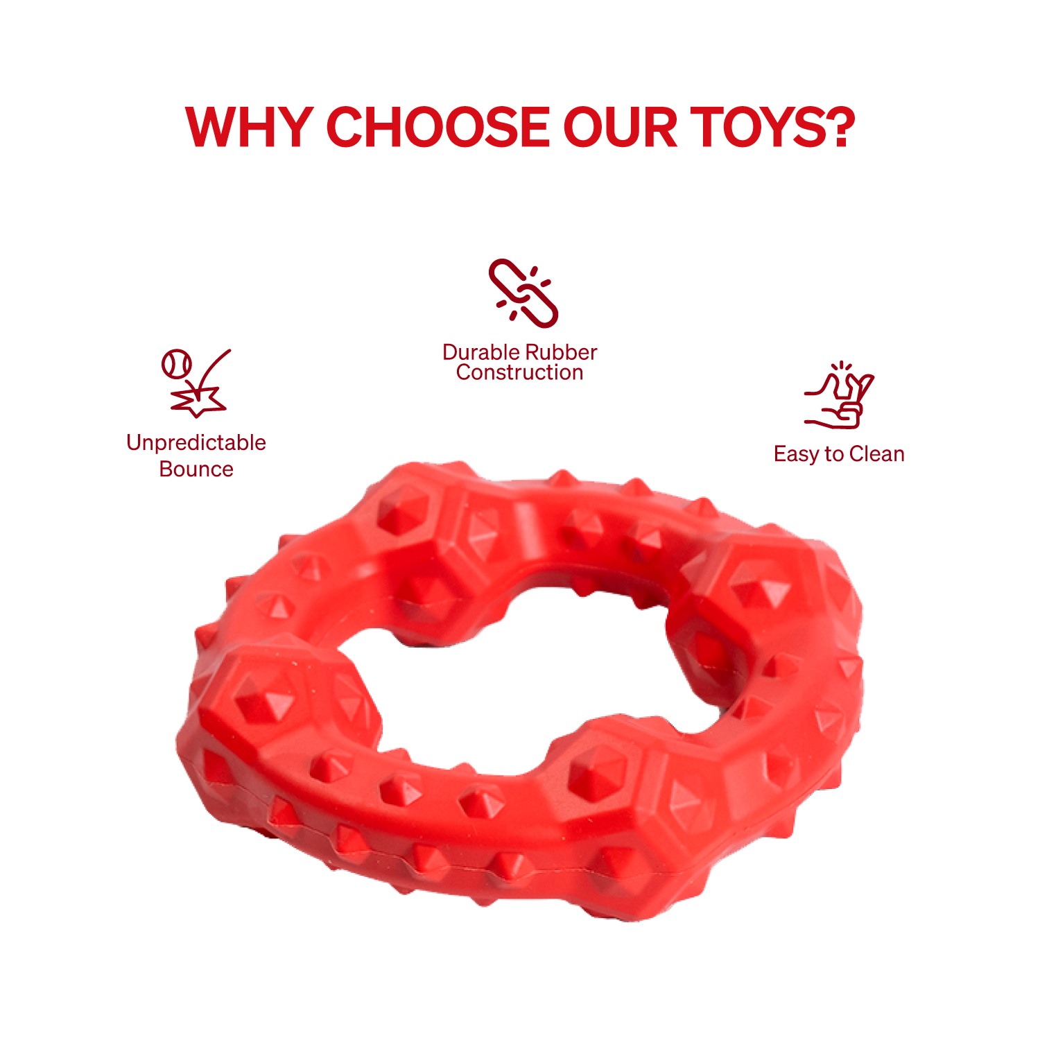 Ezra Play Spiky Big Ring - Red Rubber Toy