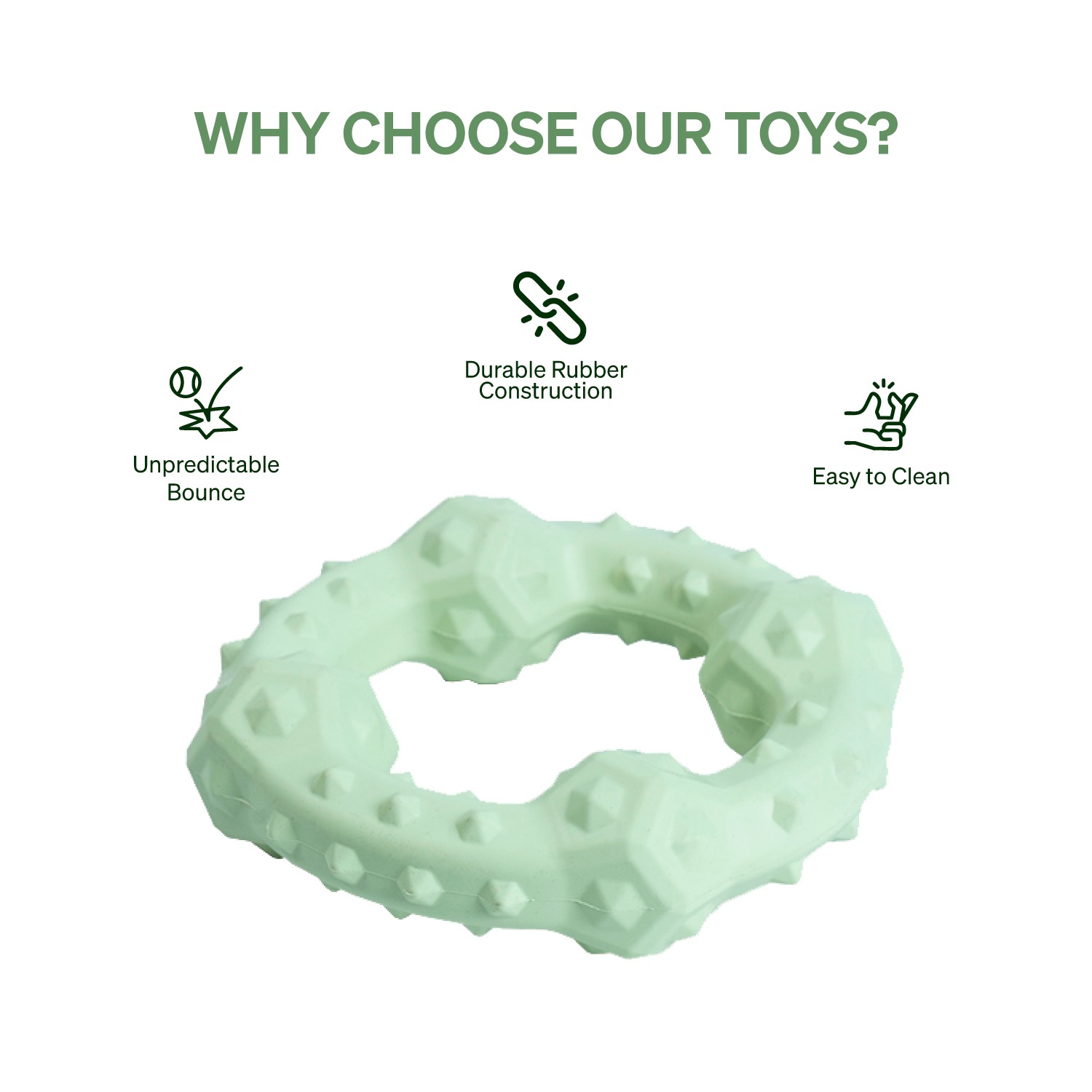 Ezra Play Spiky Big Ring - Green Rubber Toy