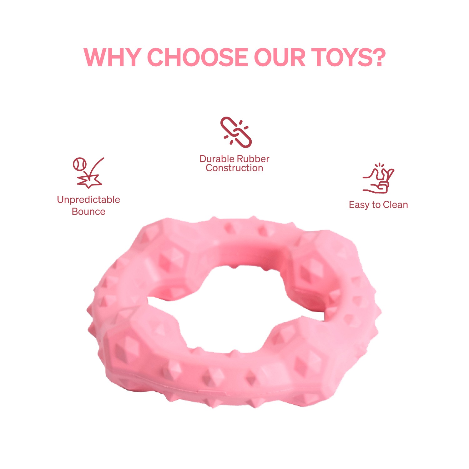 Ezra Play Spiky Big Ring - Pink Rubber Toy