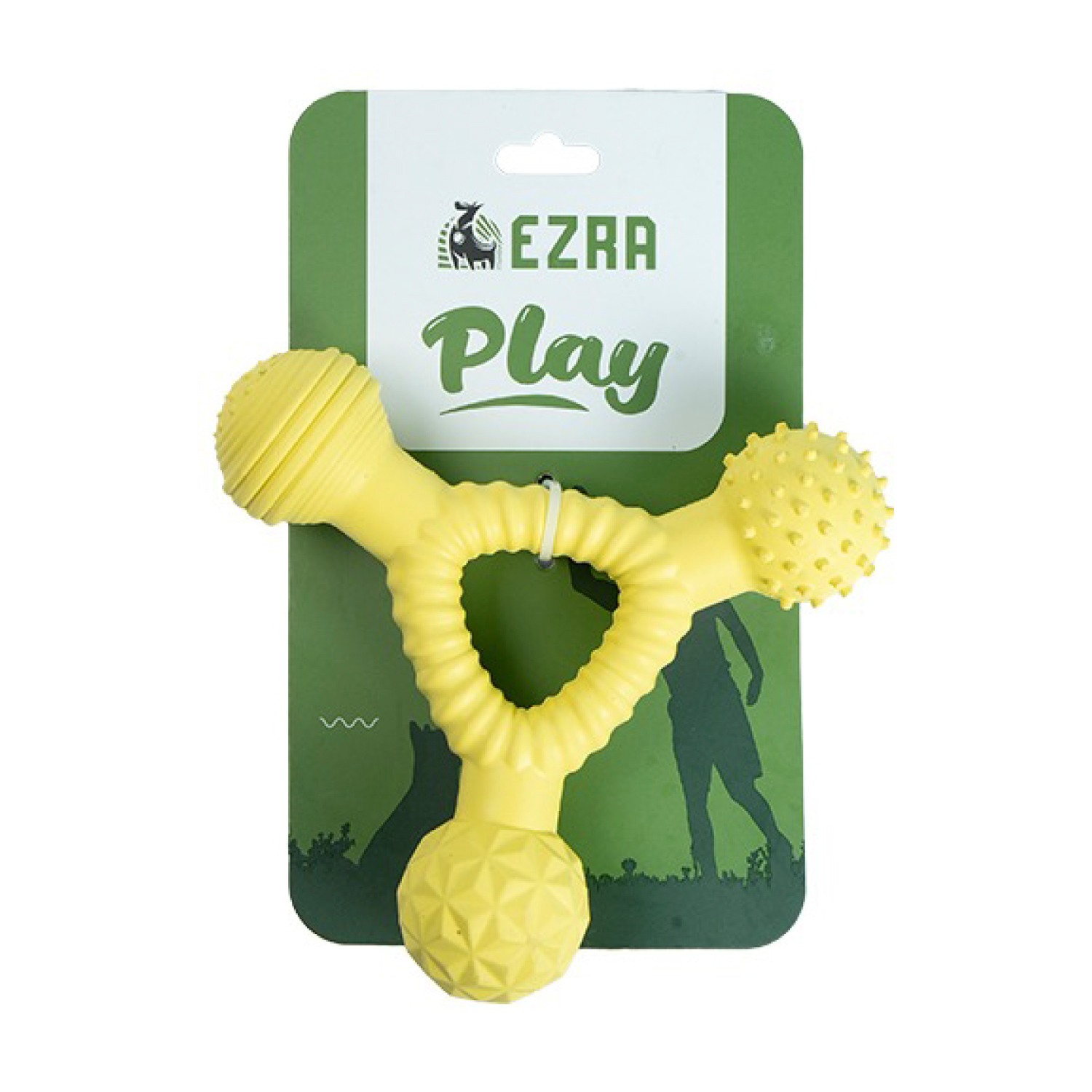 Ezra Play Dumbell- Yellow Rubber Toy