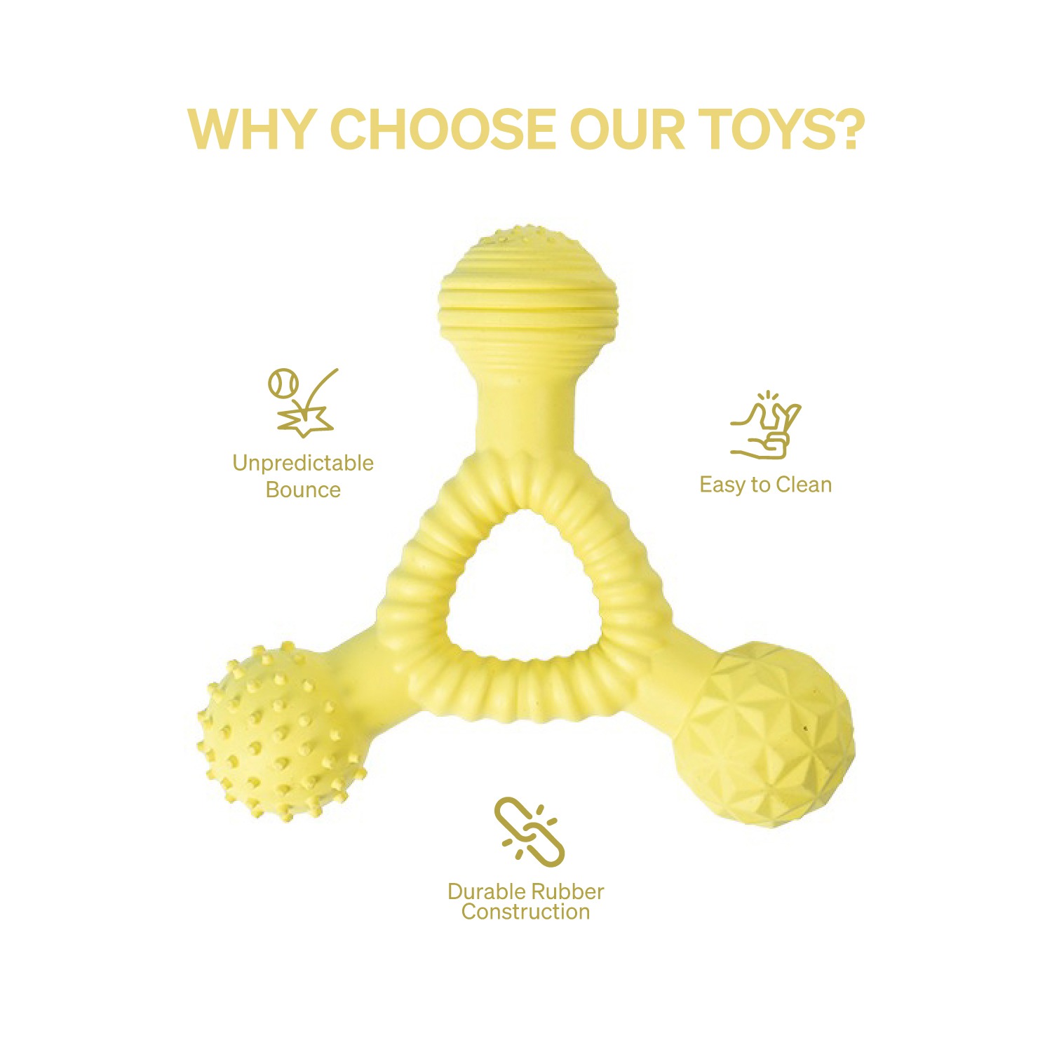 Ezra Play Dumbell- Yellow Rubber Toy