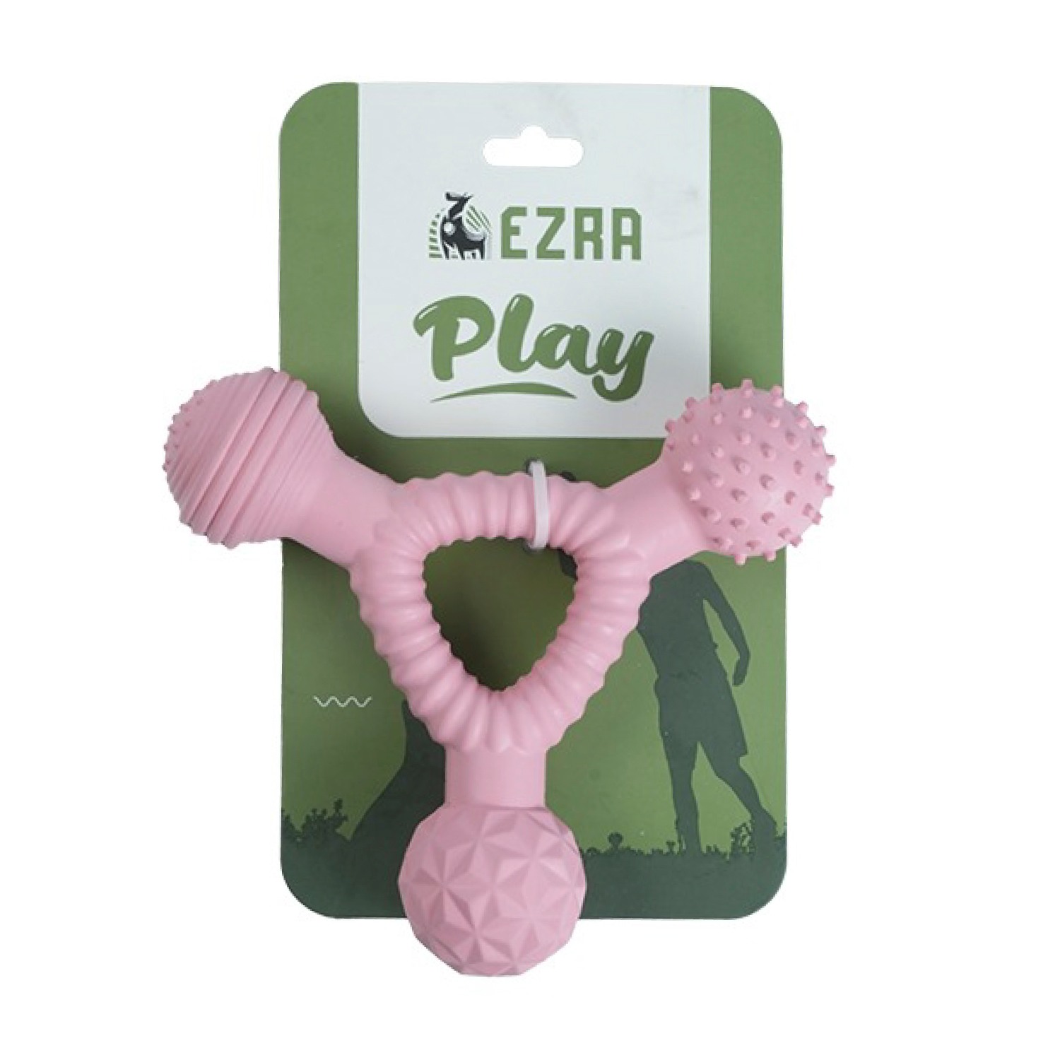 Ezra Play Dumbell- Pink Rubber Toy